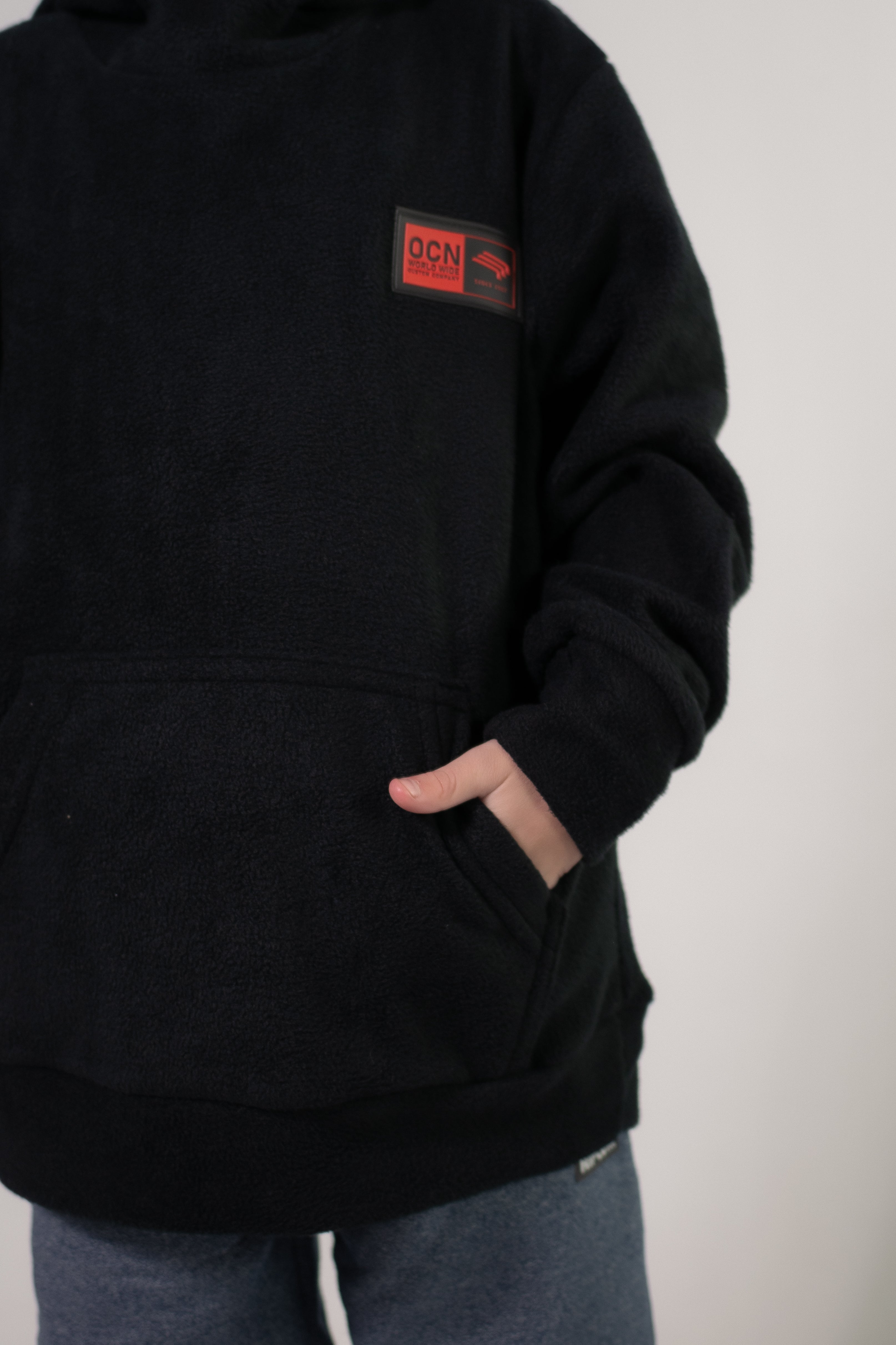 OCN Kids' Black Blatic Hoodie - Warm & Stylish Winter Jacket for Boys & Girls - Perfect for School, Outdoor Play & Cold Weather Adventures