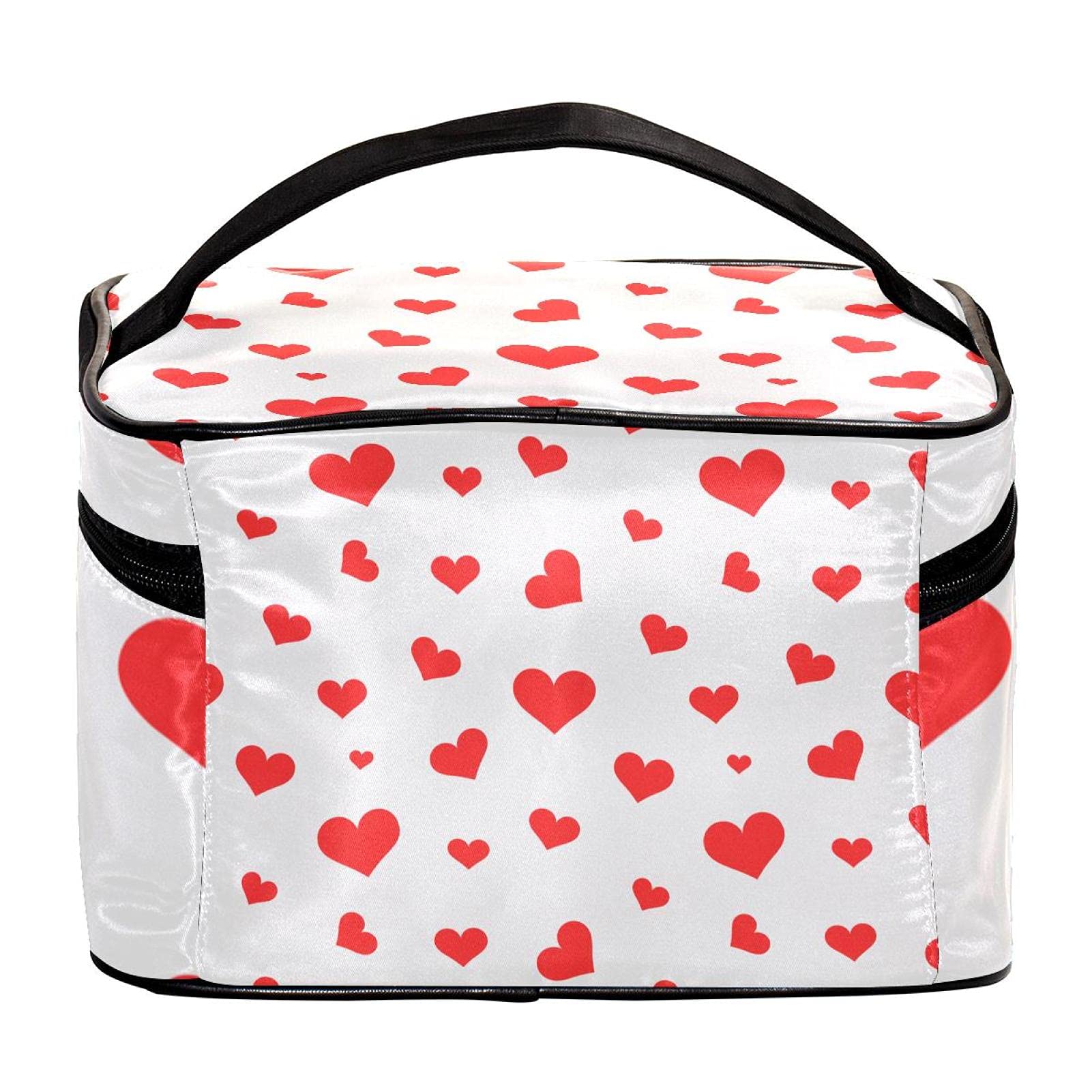 Heart Pattern Travel Makeup Bag - Large Cosmetic Organizer for Women | Perfect for Vacation & Daily Use