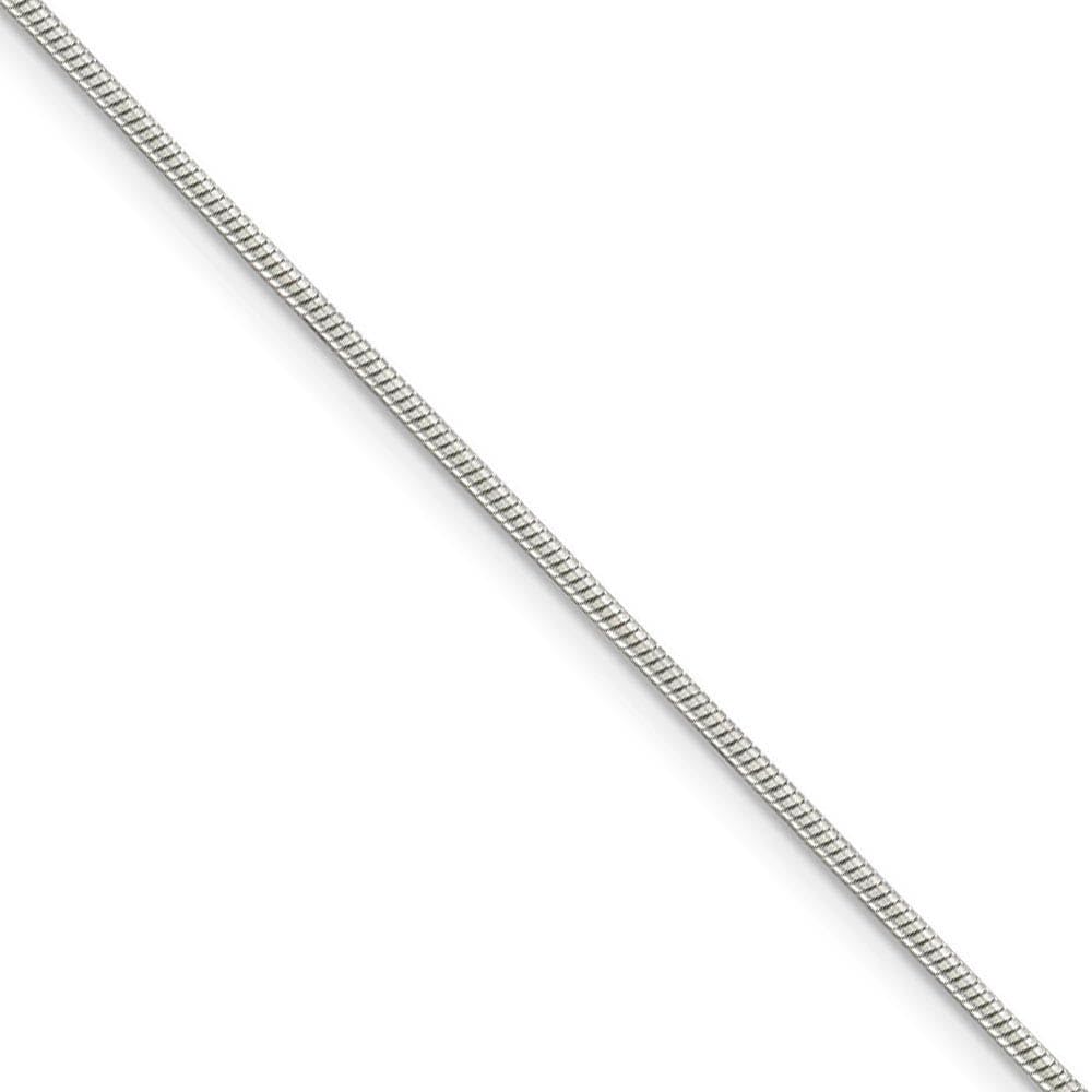 1.25mm Sterling Silver Snake Chain Necklace for Women - Round Solid Black Bow Pendant, Elegant Layering Jewelry for Daily Wear & Special Occasions