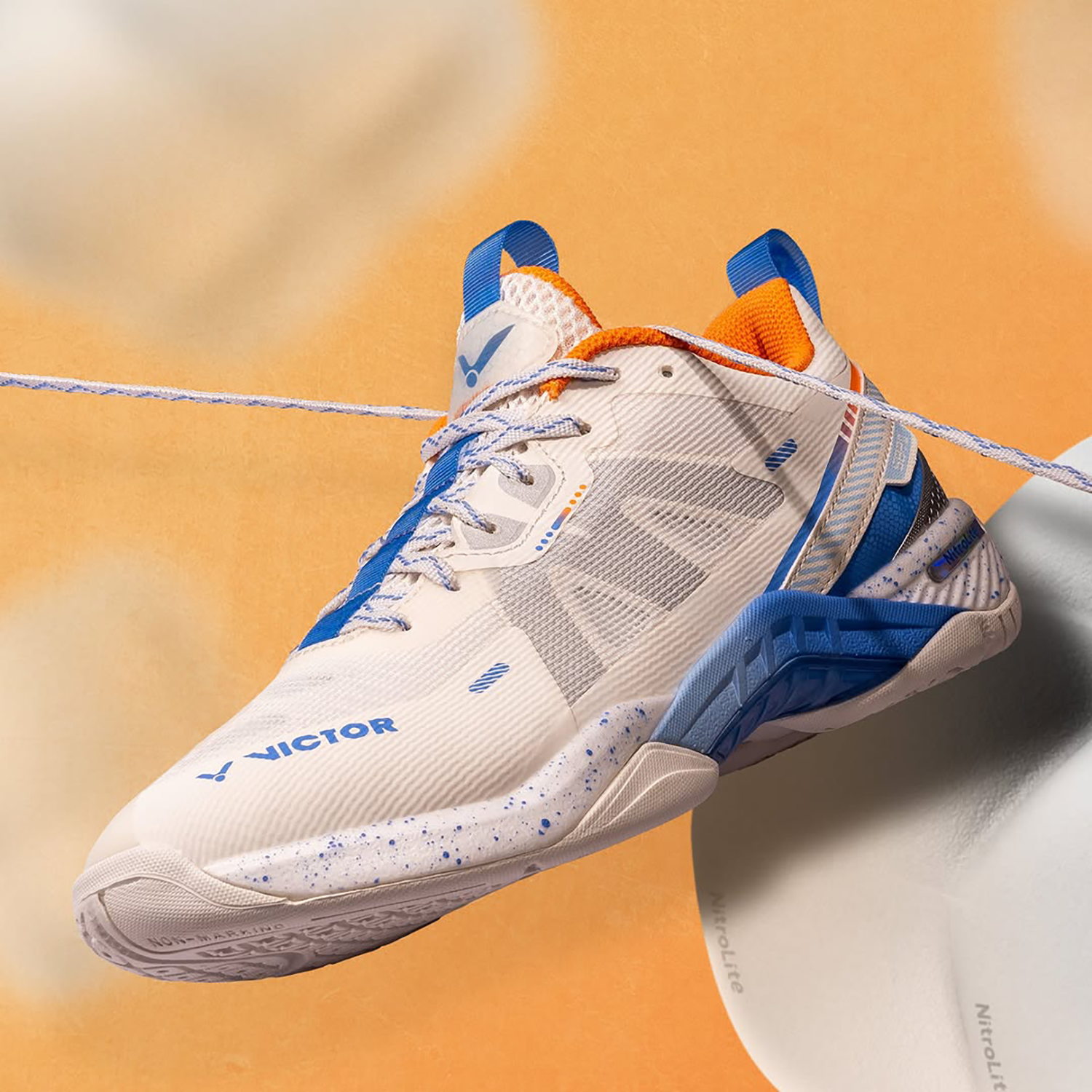 Victor S82III NitroLite Court Shoe - Men's Badminton Tennis Volleyball Shoes - Lightweight Breathable Sports Sneakers - Moonlight White - Perfect for Indoor Court Games & Training