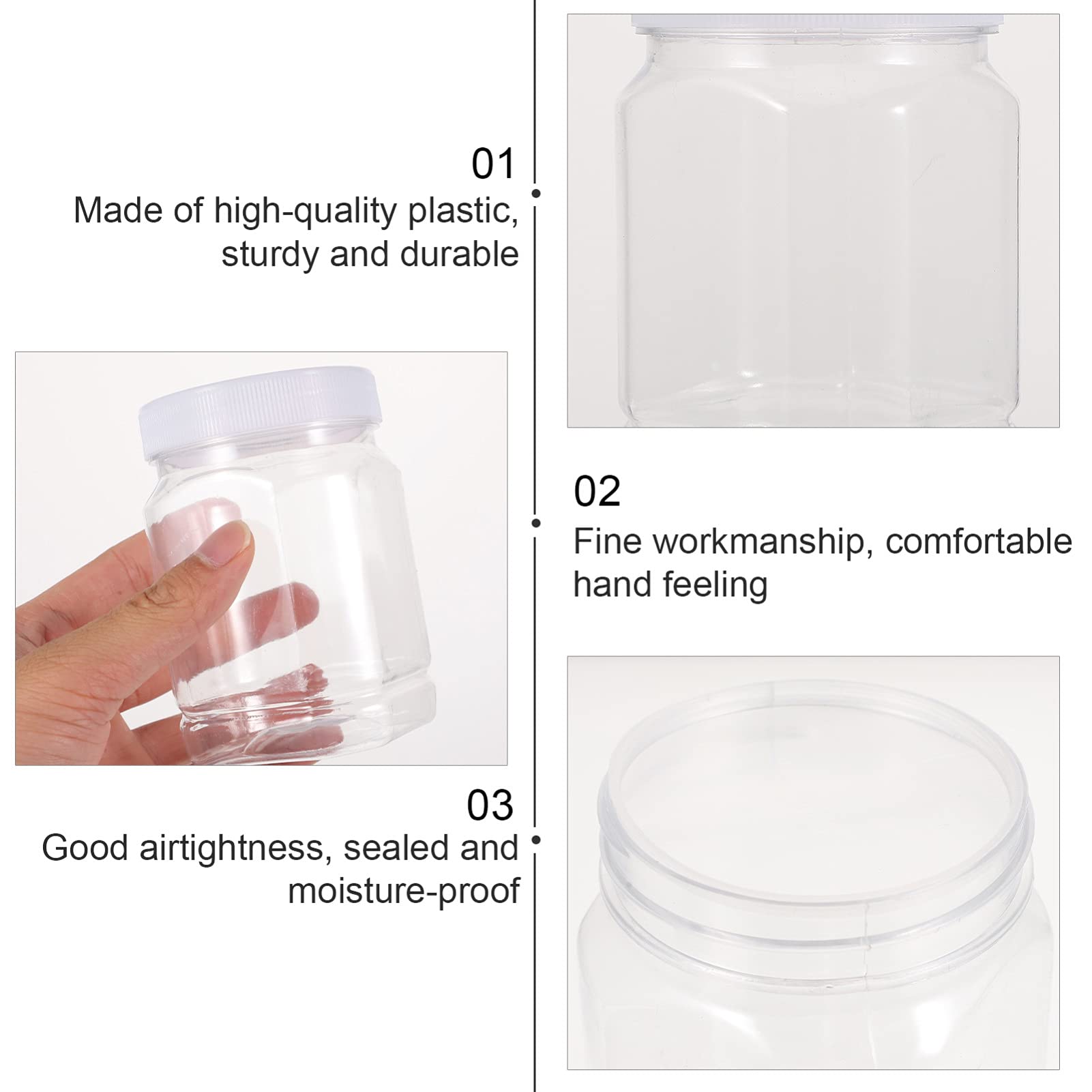16pcs Clear Plastic Food Storage Bottles for Kitchen & Honey