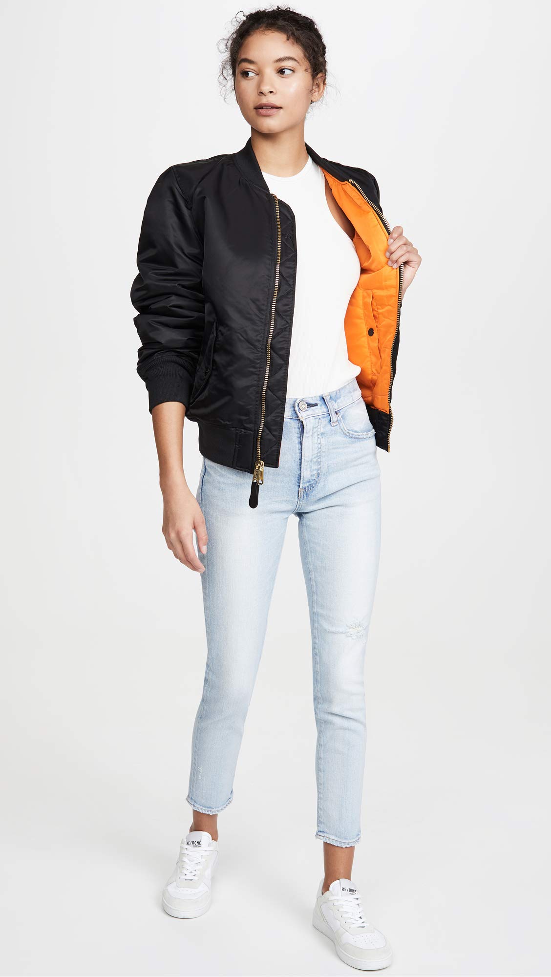 Alpha Industries Women's MA-1 Flight Jacket - Lightweight Bomber Jacket for Women, Water-Resistant & Stylish (Perfect for Casual Wear, Travel & Outdoor Adventures)