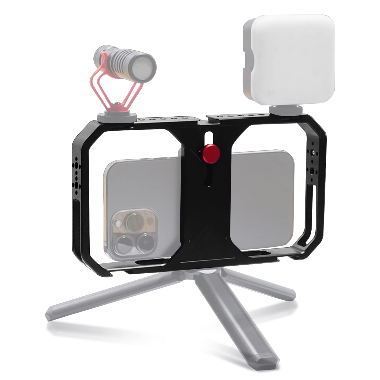 Universal Smartphone Video Rig Kit - Metal Phone Stabilizer with Cold Shoe Mount for iPhone Filmmaking & Vlogging | Perfect for YouTube Creators, Videographers & Mobile Content Makers (Ideal for Travel Vlogging, Live Streaming & Professional Video Shooting)