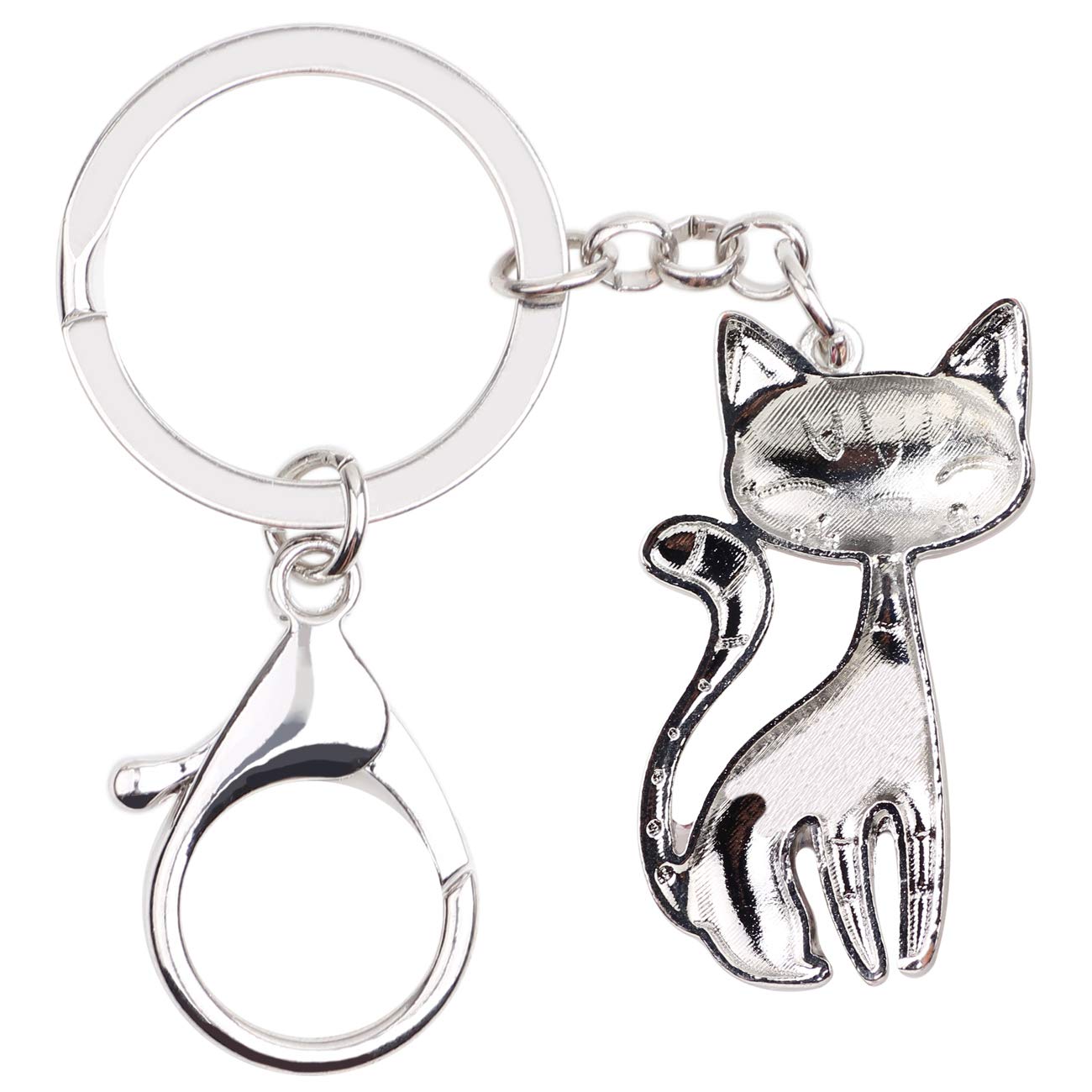 DUOWEI Women's Cute Cat Keychain - Colorful Enamel Kitten Keyring for Handbags, Purse, Bag & Belt (Blue) - Perfect Gift for Cat Lovers & Fashion Accessories