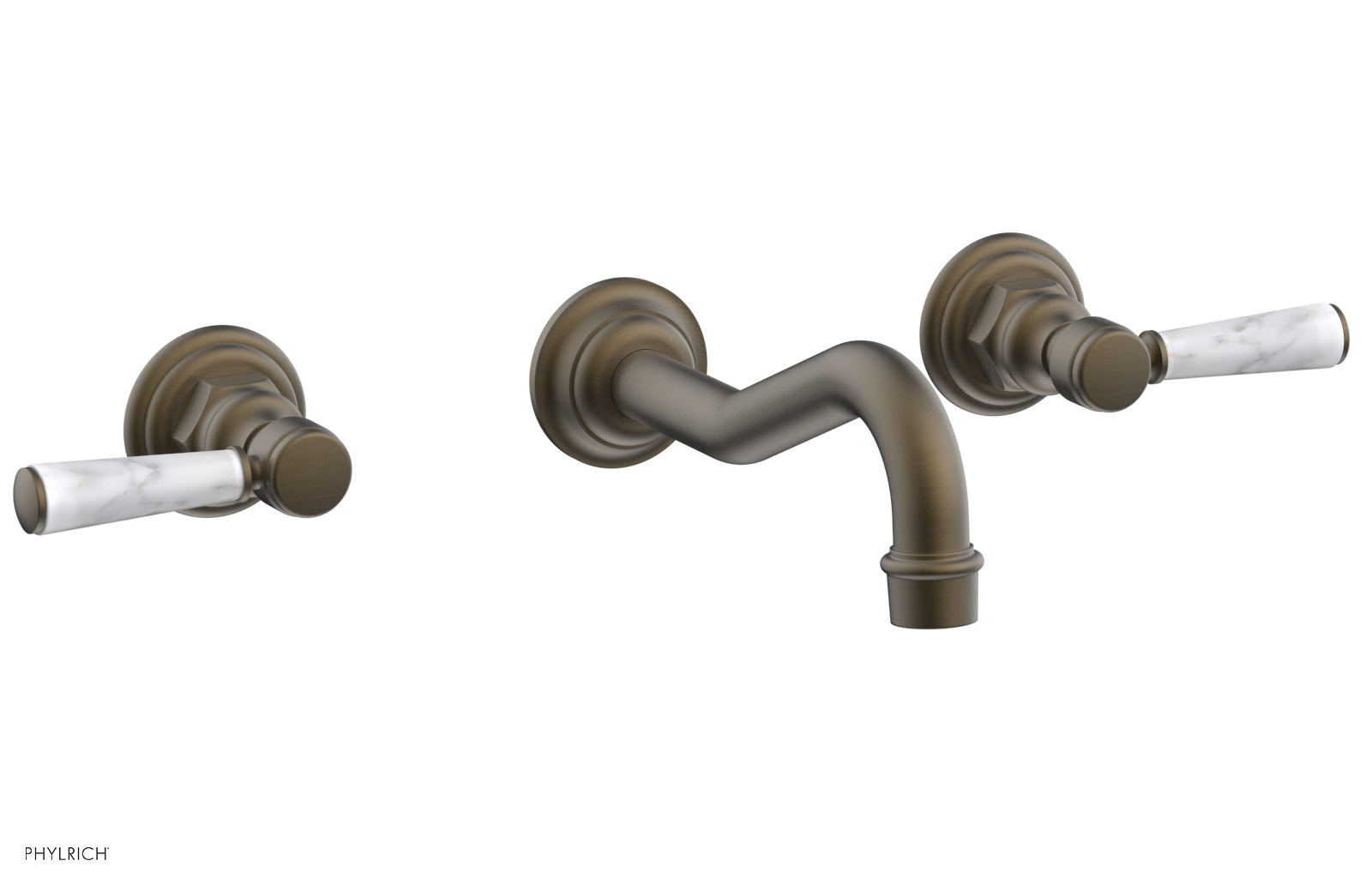 HENRI Wall Lavatory Set - White Marble Lever Handles 161 13 | Modern Bathroom Faucet & Sink Handle Set | Perfect for Bathroom Renovation & Luxury Home Decor