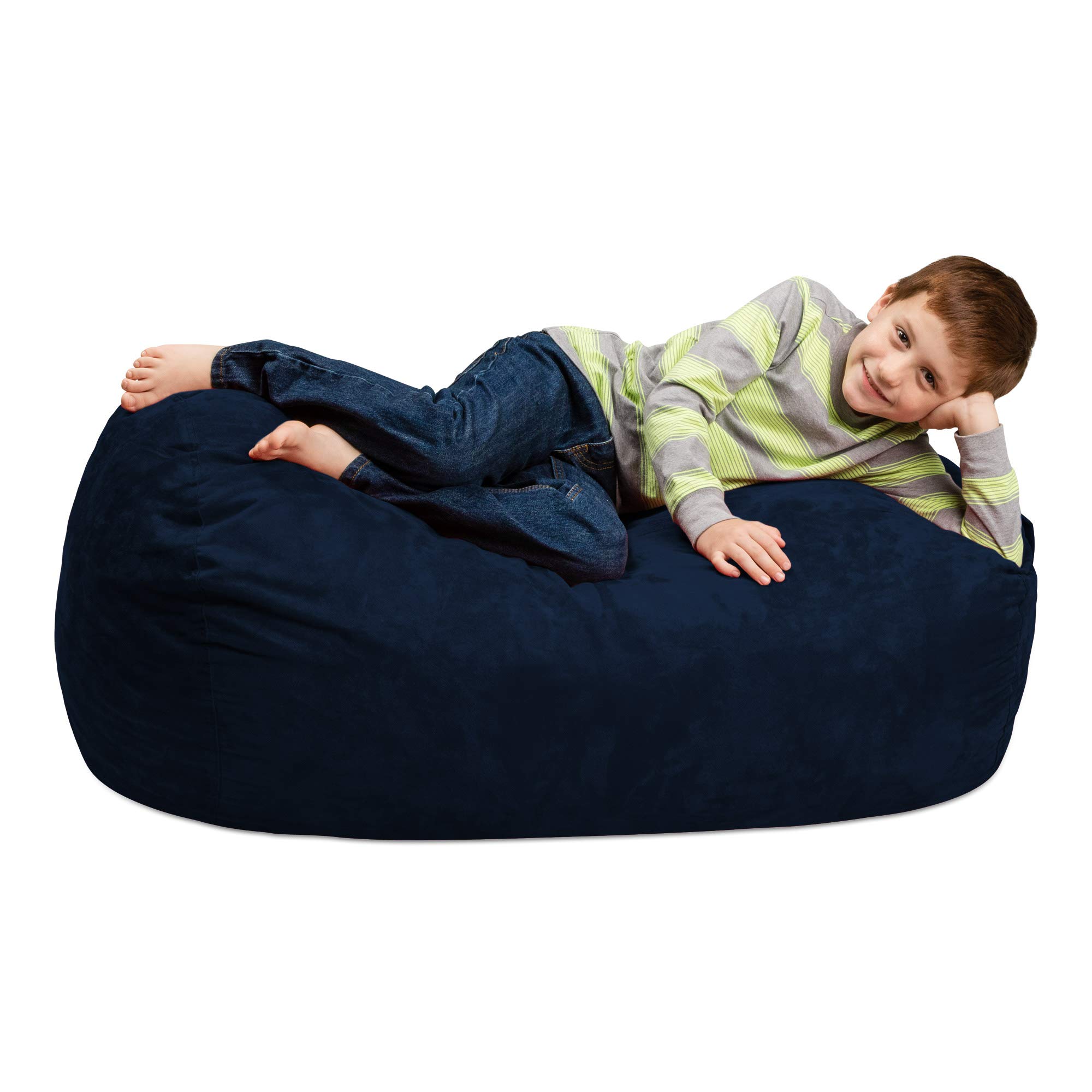 Chill Sack 4' Memory Foam Bean Bag Chair - Large Lounger with Soft Microfiber Cover (Navy) - Perfect for Living Rooms, Game Rooms & Dorm Relaxation