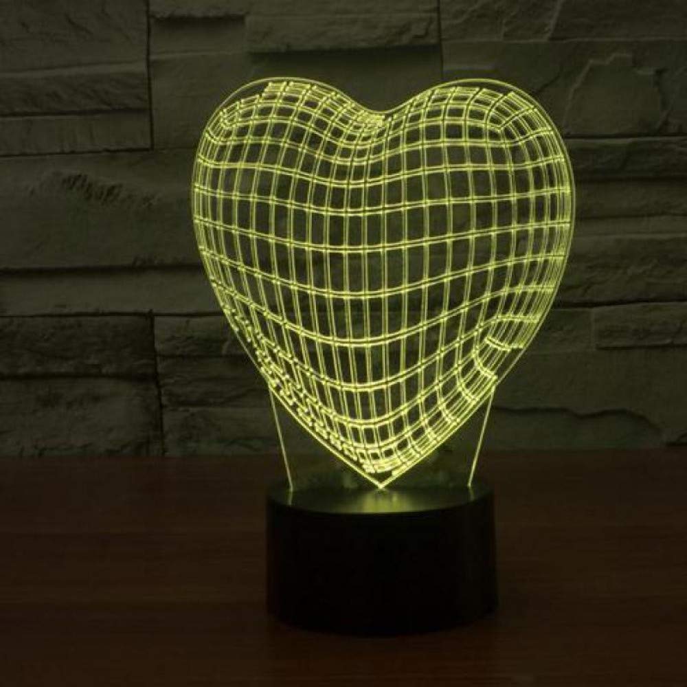3D Heart LED Night Light - Color Changing Acrylic Table Lamp for Kids & Adults | Bedroom Decor, Nursery Nightlight, Romantic Mood Lighting