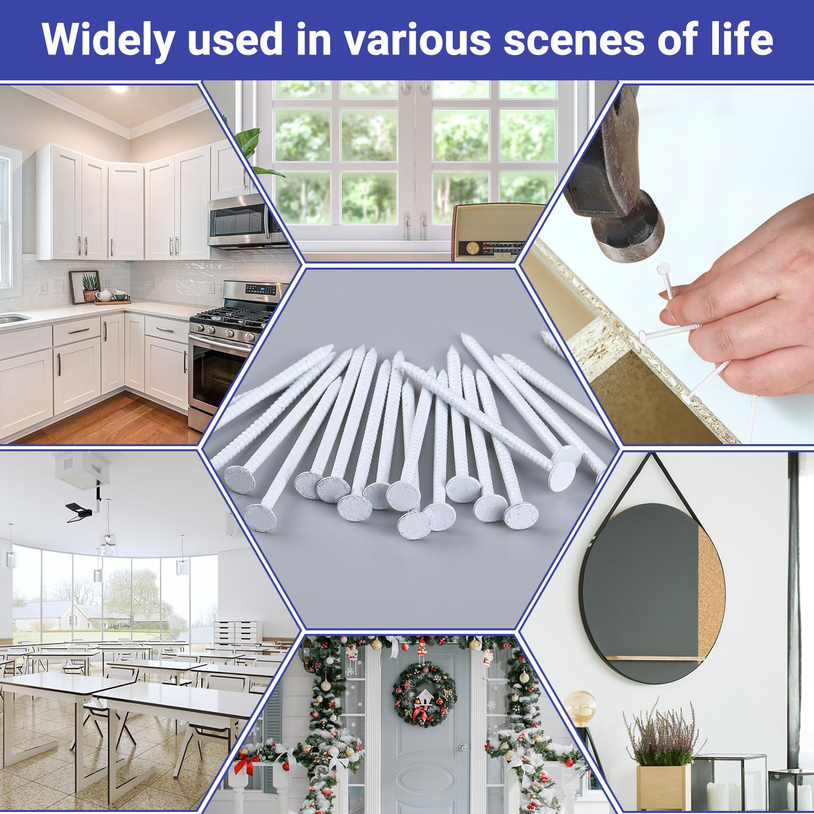 Tandefio White Panel Nails - 304 Stainless Steel Finishing Nails (1-1/2 Inch, 2 LB) - Rust Resistant for Interior & Exterior Use - Perfect for Home Improvement, Woodworking, and Industrial Applications
