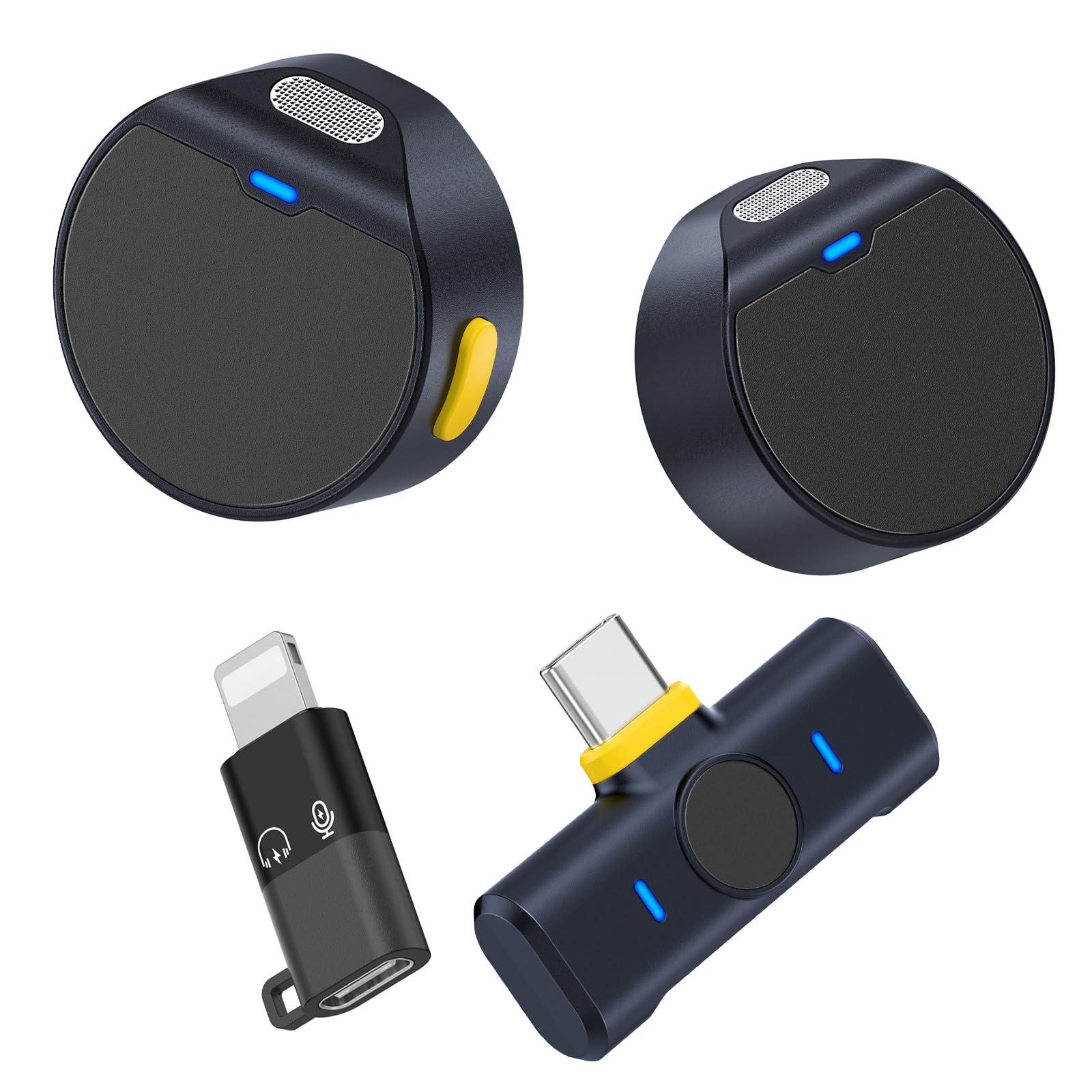 Wireless Lavalier Microphone for iPhone & Android - Mini Clip-On Mic with Noise Cancellation & Magnetic Back Clip - 2-Pack for Vlogging, YouTube Videos, Podcasting & Live Streaming (Perfect for Content Creators, Interviewers & Online Teachers)