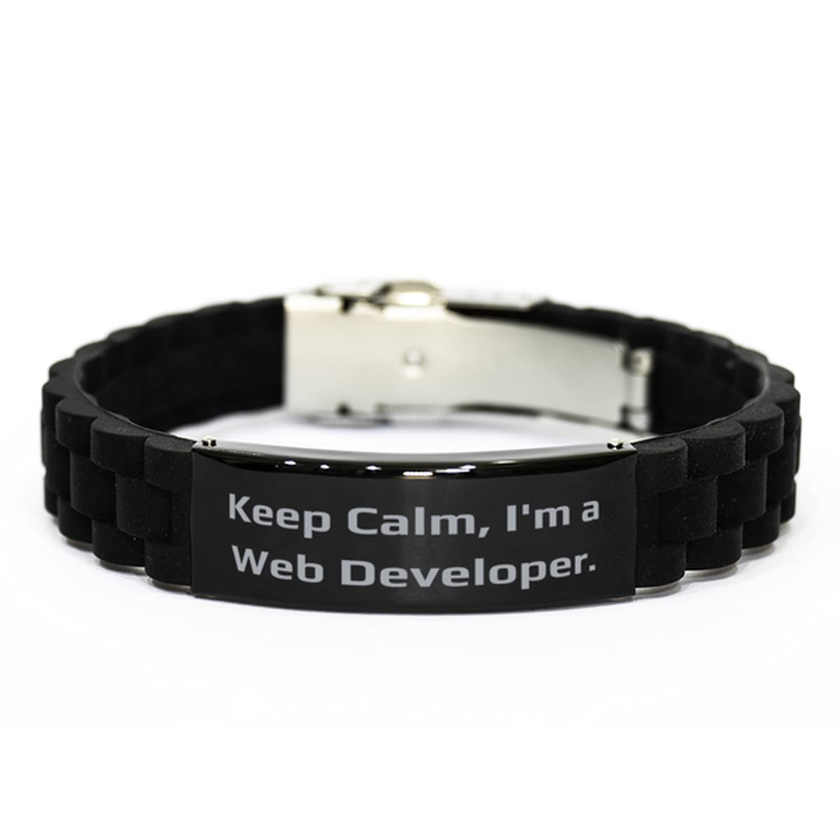Funny Web Developer Gifts for Men & Women - Keep Calm I'm a Programmer Bracelet with Glidelock Clasp - Perfect Christmas, Birthday Gifts for Tech Friends & Coworkers - Great for Coding, Office Wear & Geek Humor