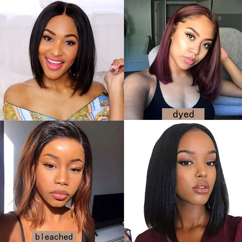 PANEWAY 10 Inch Short Bob Straight Wig - Brazilian Remy Human Hair U Part Wig for Black Women | Clip-in Half Wig & Hair Extensions | Natural Color | Perfect for Daily Wear, Parties & Special Occasions