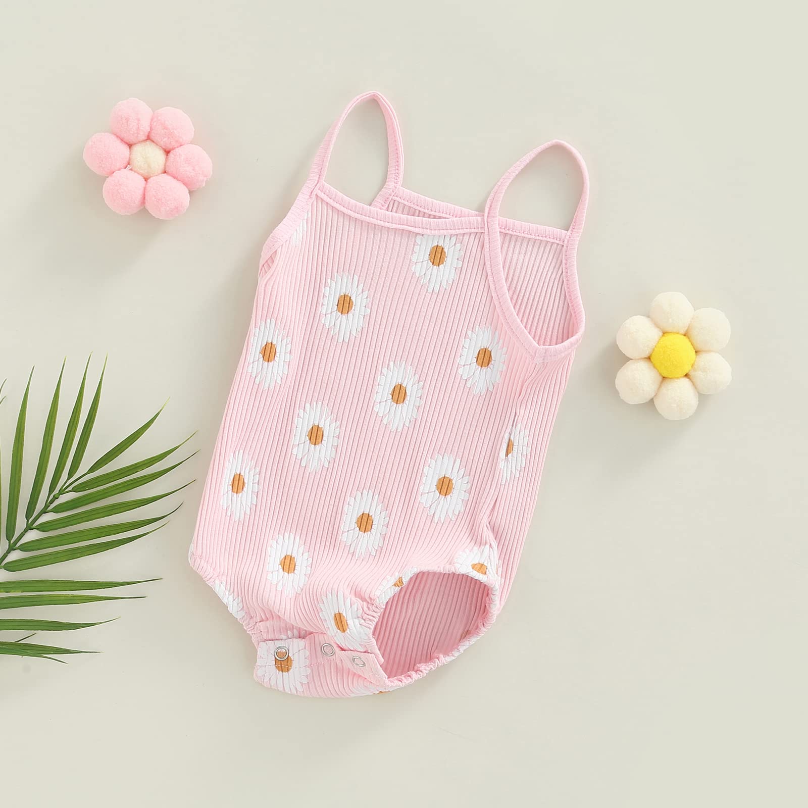 Summer Baby Girl Clothes | Newborn Floral Onesie | Cute Infant Ribbed Cotton Romper | Girls Outfit for Playtime & Photo Shoots