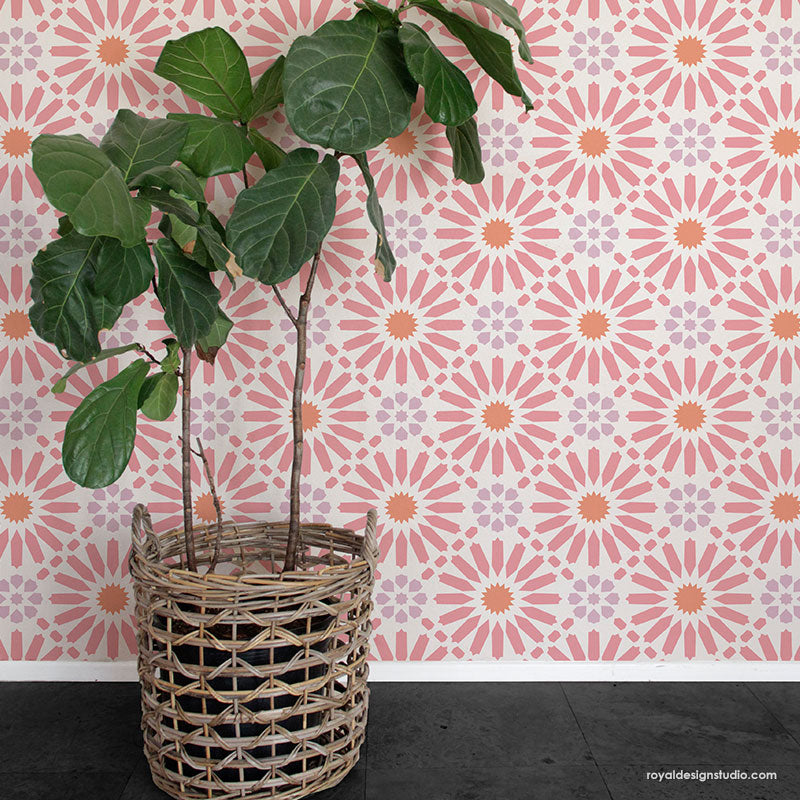 Baraka Tile Allover Stencil - Reusable DIY Wall Stencil for Home Decor, Bathroom, Kitchen Backsplash - Perfect for Painting Patterns on Tiles, Walls, and Floors