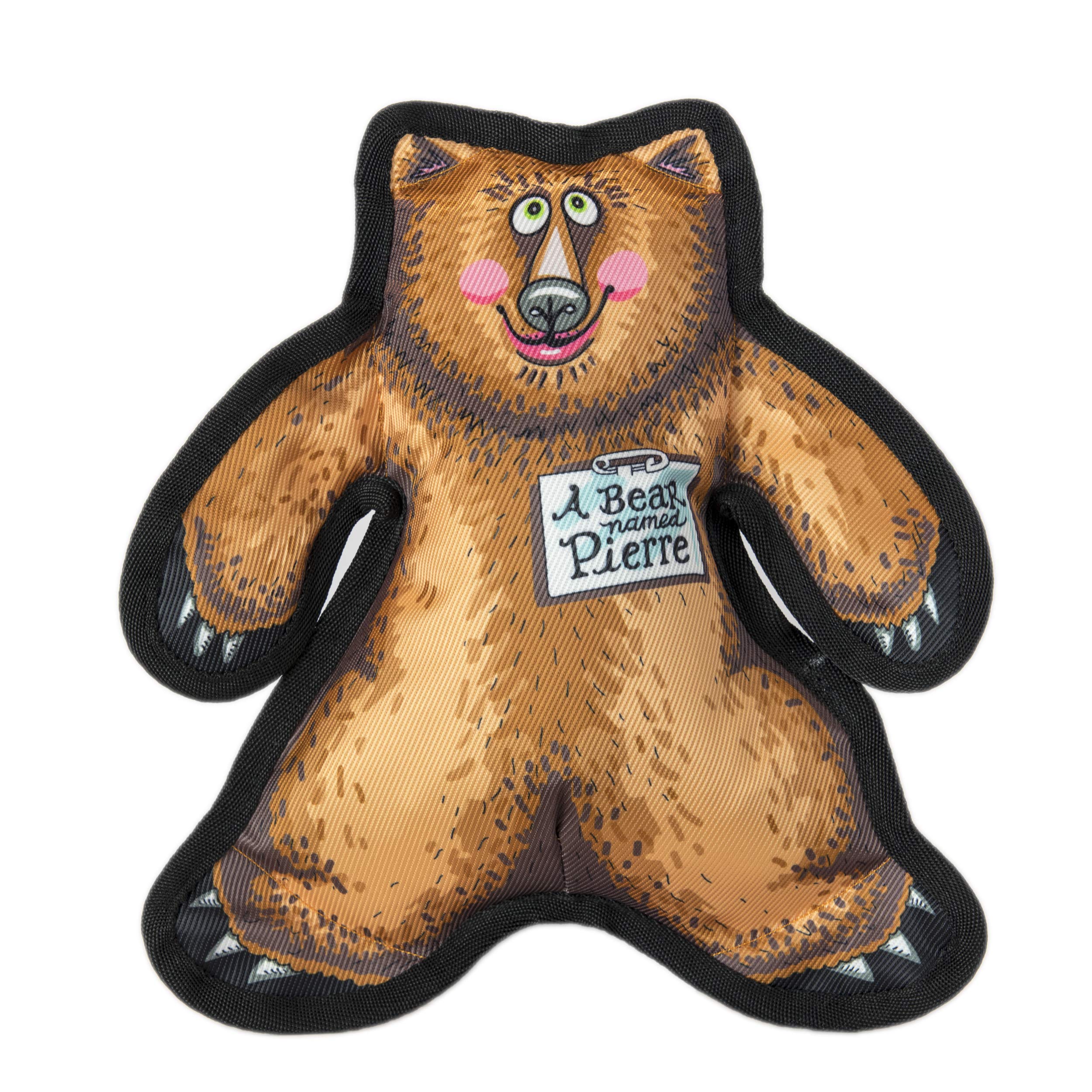 Durable Squeaky Dog Chew Toy - FUZZU Wild Woodies Bear Pierre Dog Toy for Medium Dogs (9 Inch) | Tough & Rugged Chew-Resistant Design | Perfect for Playtime, Training & Teething Relief