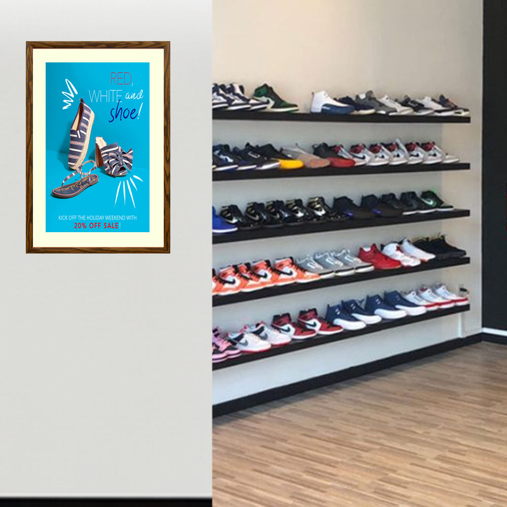 16x16 Designer Wood Snap Frames with 4 Wide Matboard - Premium Poster Display for Home, Office & Gallery Decor