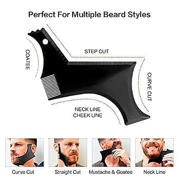 ZemGlam Professional Beard Shaping Tool Kit for Men - Black Beard Trimmer Guide with Comb | Perfect for Home & Salon Use | Grooming, Styling & Maintaining Facial Hair