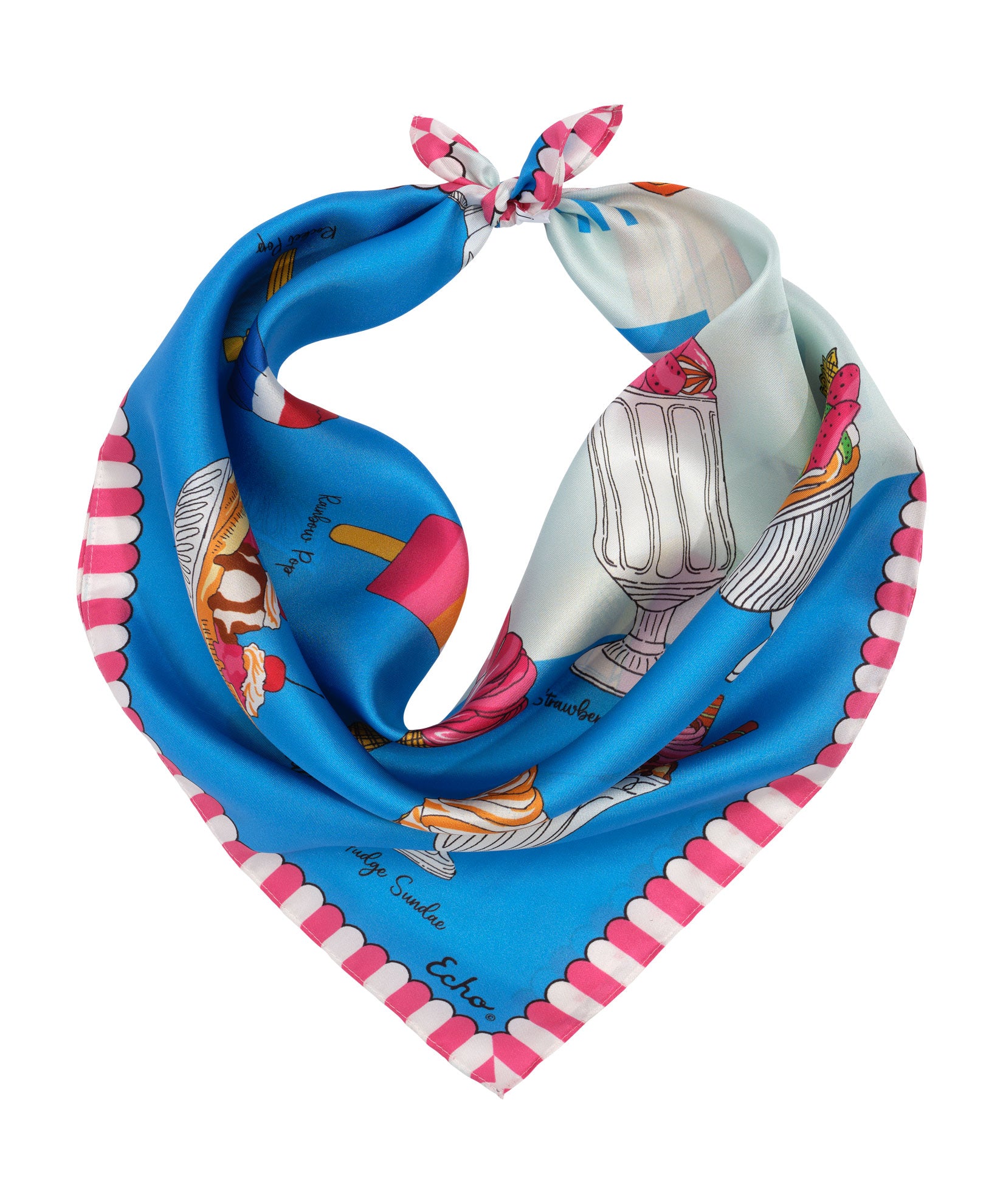 Premium Ice Cream Silk Bandana - Soft & Stylish Fashion Scarf for Women & Men - Perfect for Summer Outfits, Beach Trips & Outdoor Adventures