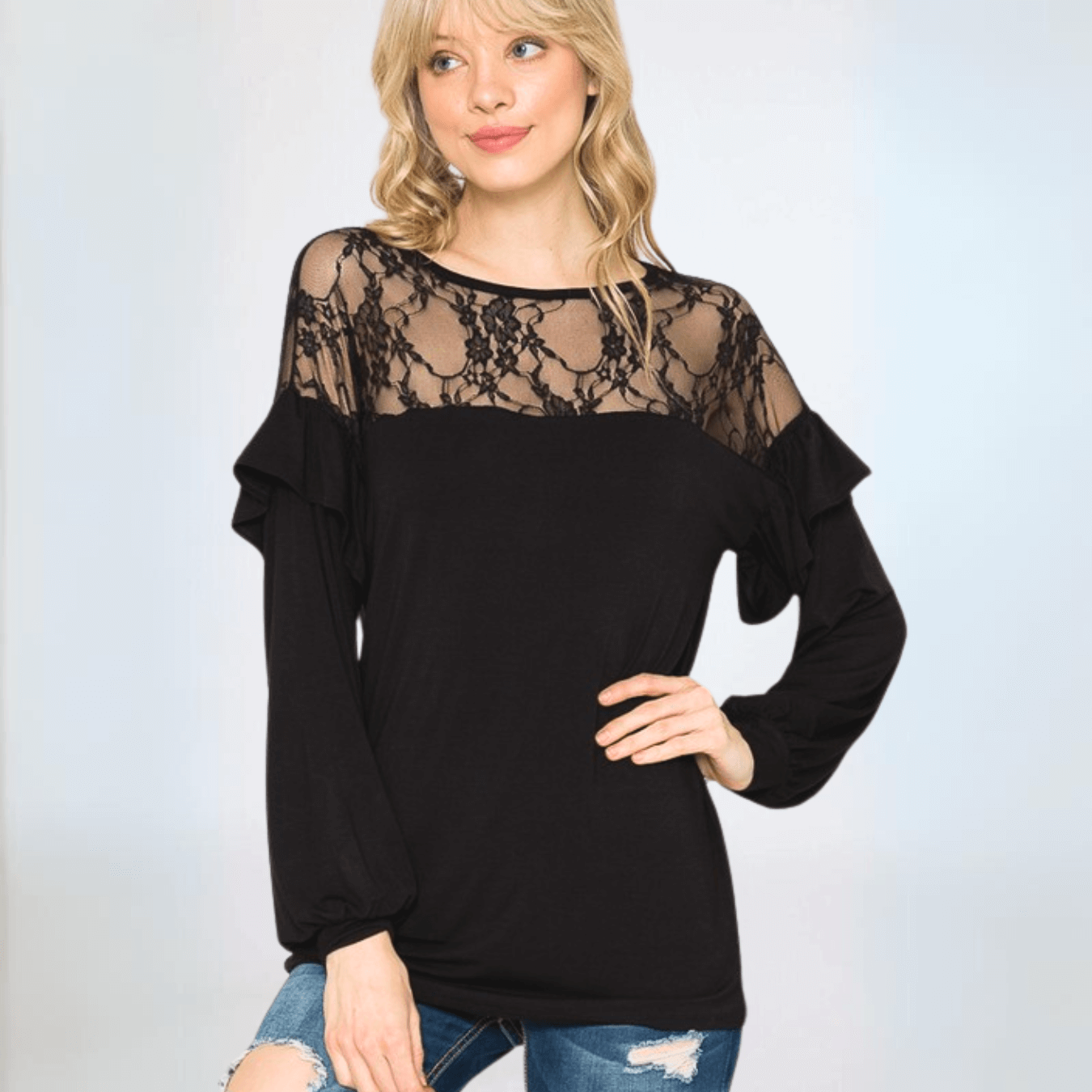 Elegant Lace and Ruffles Top - Made in USA | Perfect for Casual Outings, Parties & Special Occasions