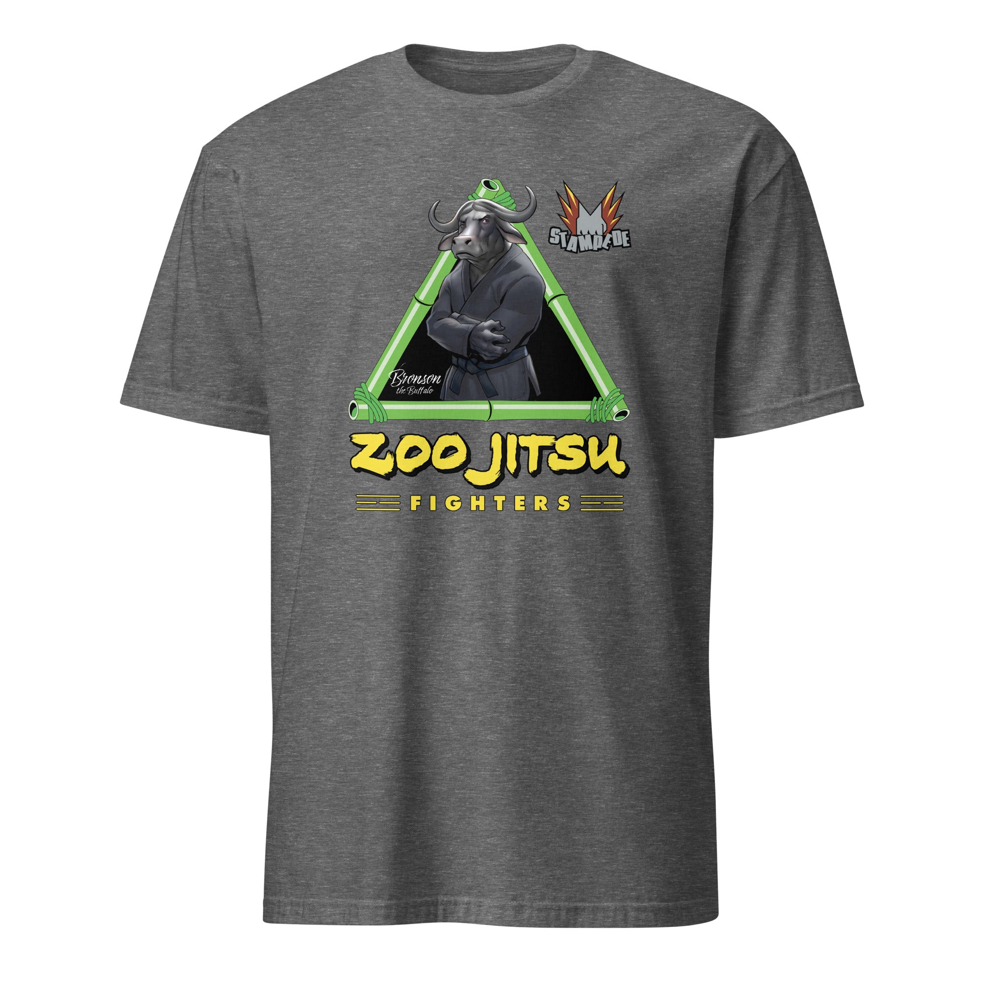 Zoo Jitsu Fighters Bronson the Buffalo Graphic Tee - Unisex Short Sleeve Cotton T-Shirt for Men & Women - Perfect for Martial Arts Fans, Casual Wear & Anime Lovers