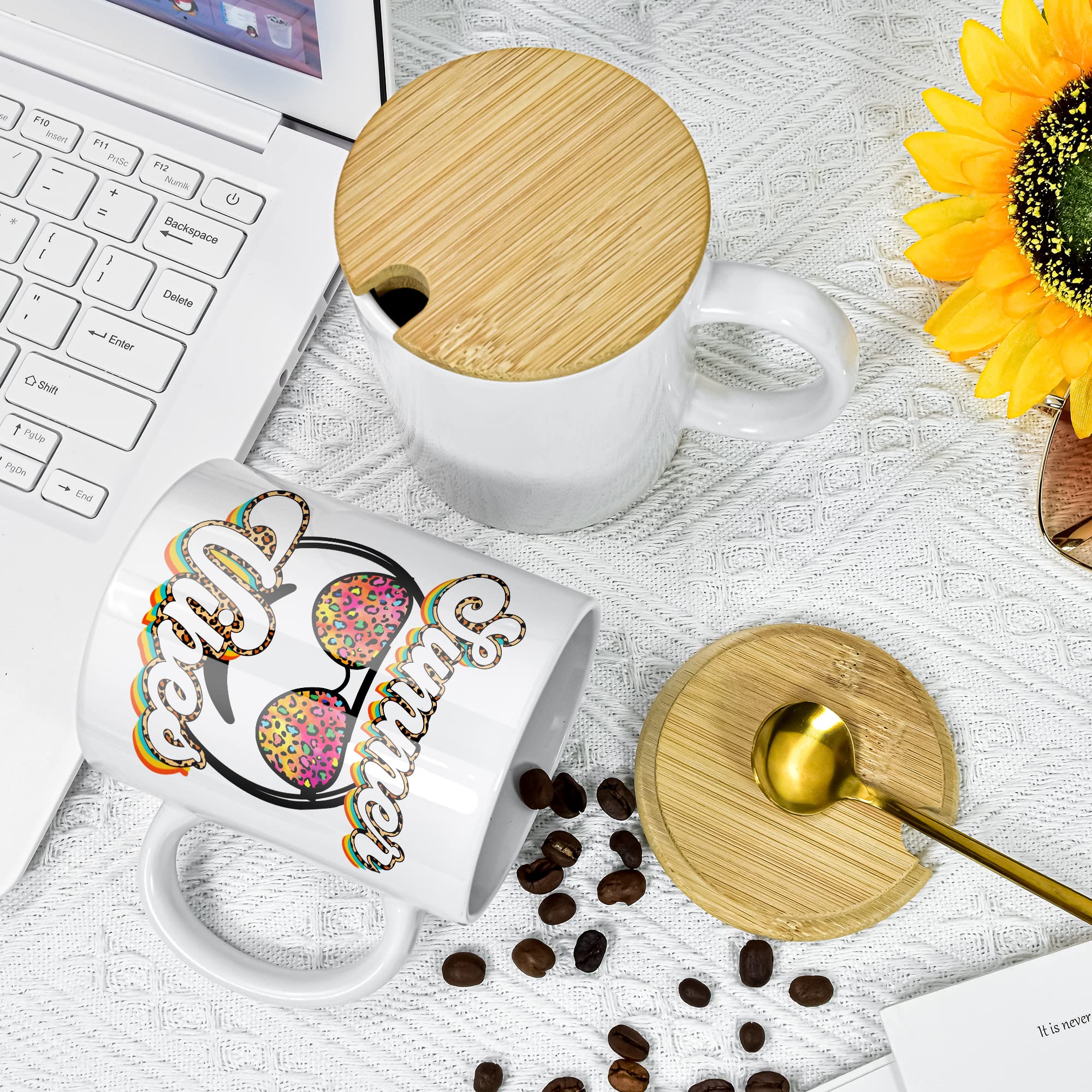 16-Pack Sublimation Blank White Ceramic Mugs (11oz) with Bamboo Lids & Stainless Steel Spoons - Bulk Coffee Cups for Sublimation Printing - Perfect for Coffee, Tea, Hot Chocolate, Soup & Milk - Ideal for Home, Office, Cafes & Gifts