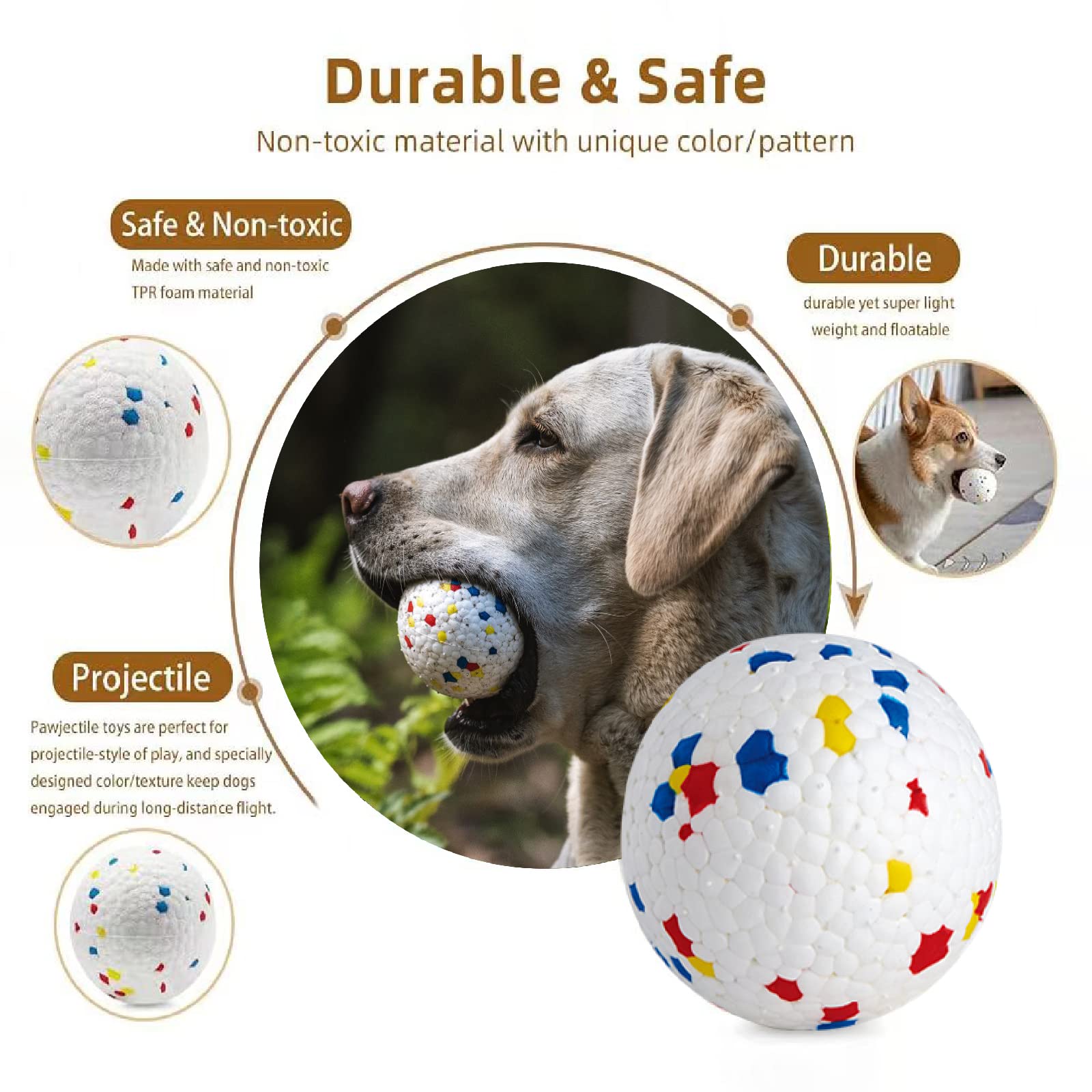 Indestructible Dog Ball Toys for Aggressive Chewers - Durable TPR Rubber Chew Toy, Floating & Bouncy Fetch Ball for Large Dogs - Perfect for Water Play, Outdoor Fetch Games & Power Chewers