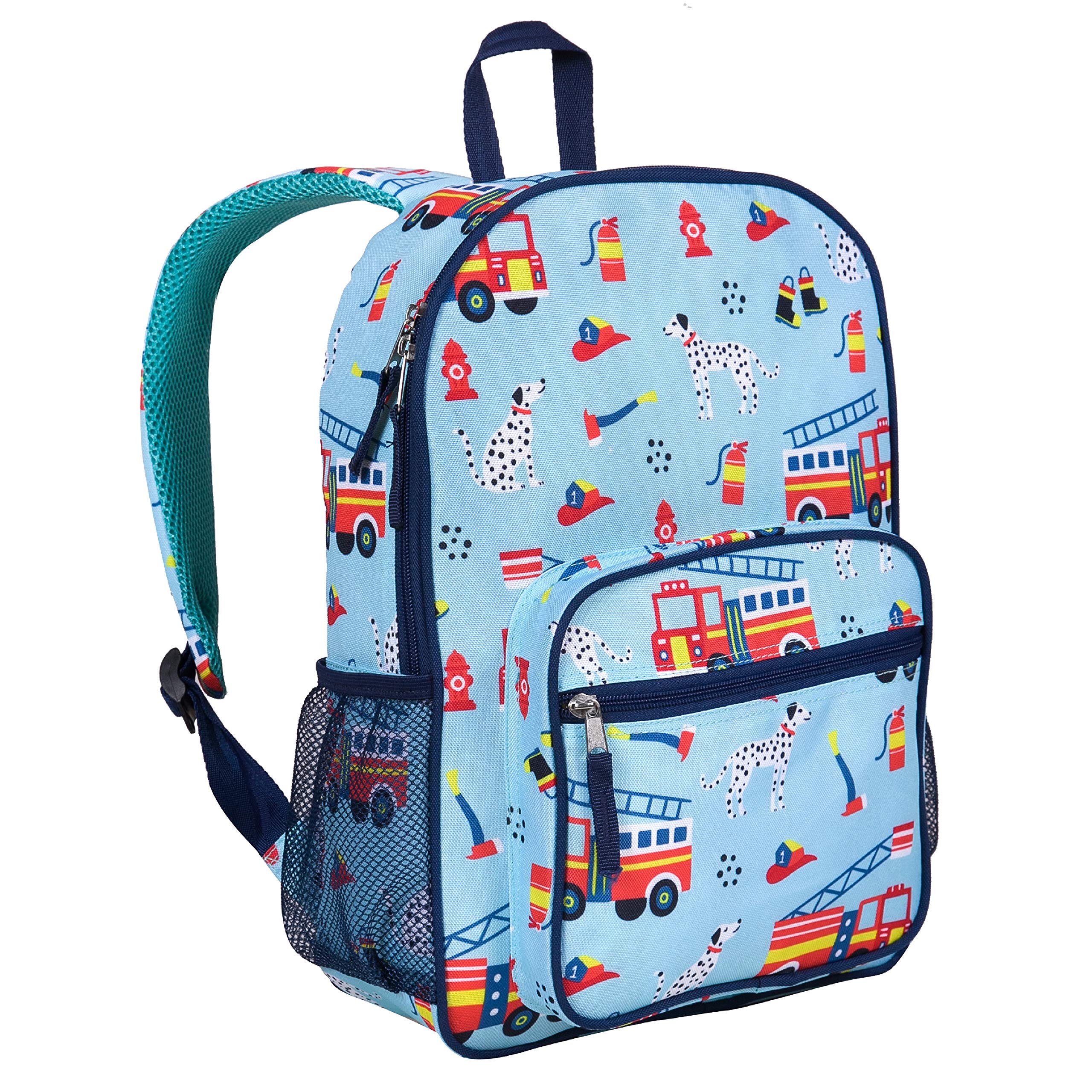 Wildkin Day2Day Kids Backpack for School & Travel - Durable Children's Backpack with Side Mesh Pocket & Firefighter Design - Perfect for Elementary Students, Daycare, Camping & Outdoor Adventures