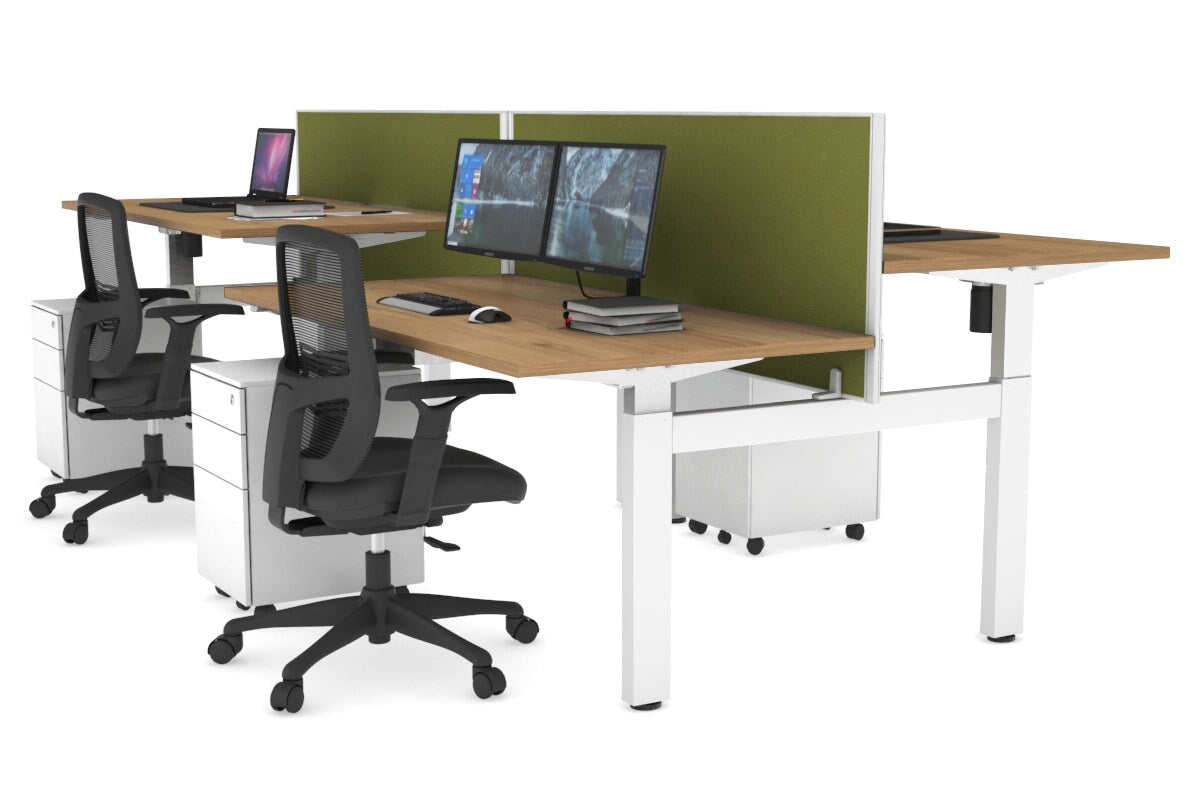 Adjustable 4-Person H Bench Workstation - White Frame [1600L x 800W] - Perfect for Office, Classroom, or Collaborative Workspace