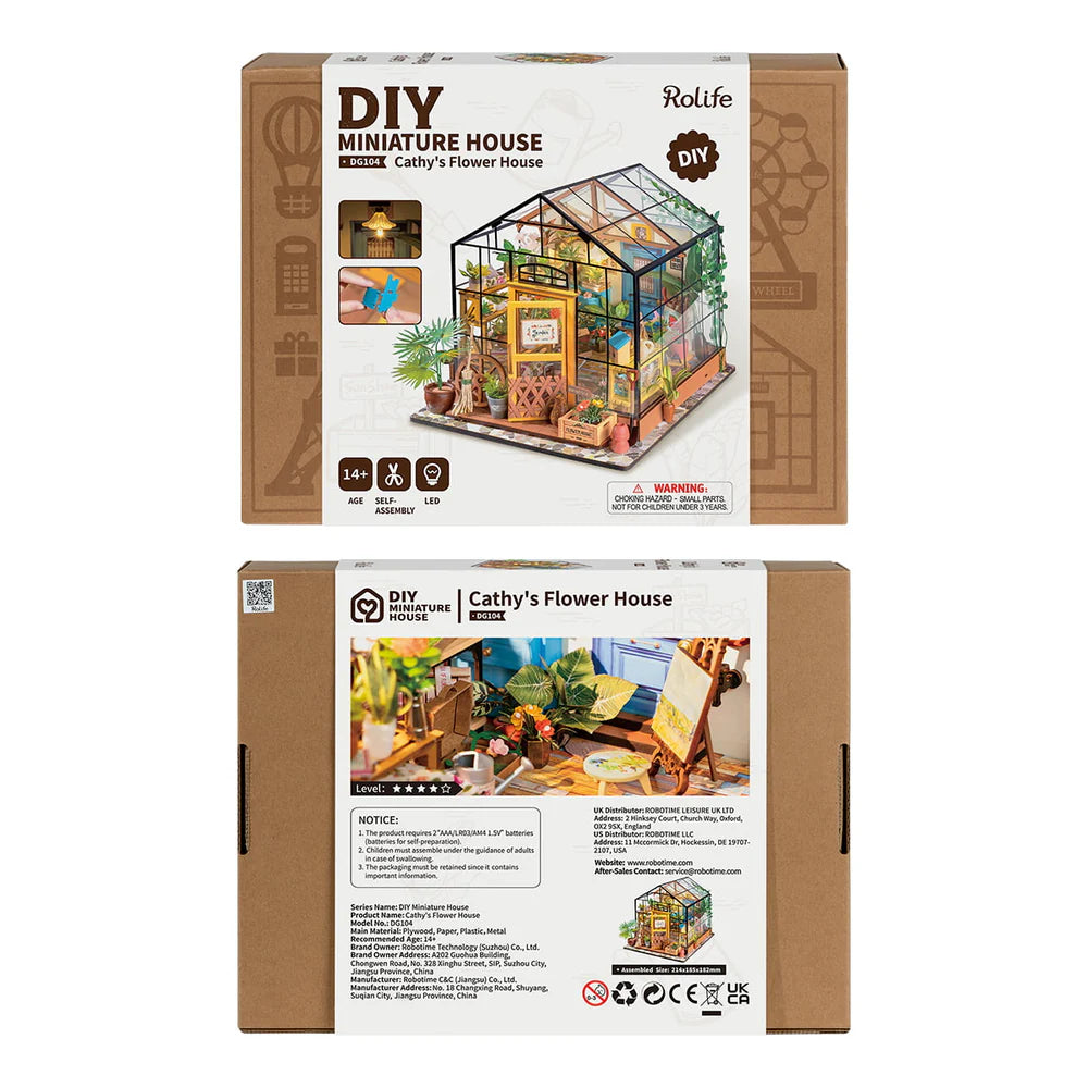 ROBOTIME Cathy's Flower House DIY 3D Wooden Puzzle Kit - Creative Home Decor, Gift for Adults & Teens - Perfect for Relaxation, Room Decoration, and Craft Lovers