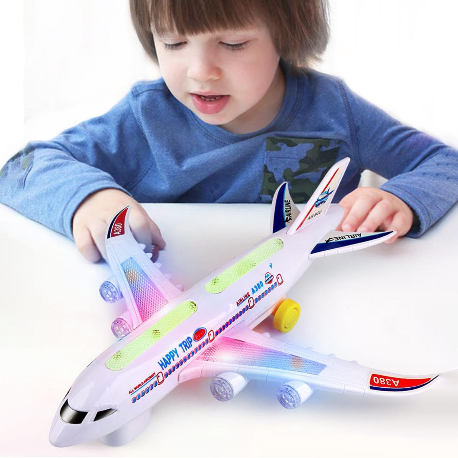 **Airplane Toys for Toddlers - Light Up & Sound Plane with Bump & Go Action, DIY Self-Assembly Toy for Boys & Girls Ages 3+ - Perfect for Pretend Play, Birthday Gifts & Early Learning Fun**
