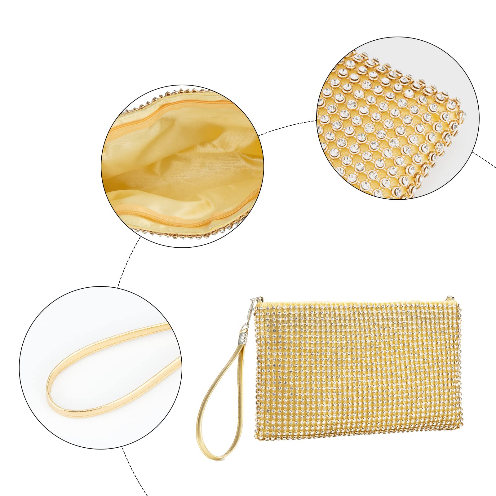 Sparkling Mesh Clutch Purse for Women - Elegant Crystal Evening Wristlet Bag with Phone Pocket | Perfect for Parties, Weddings & Date Nights