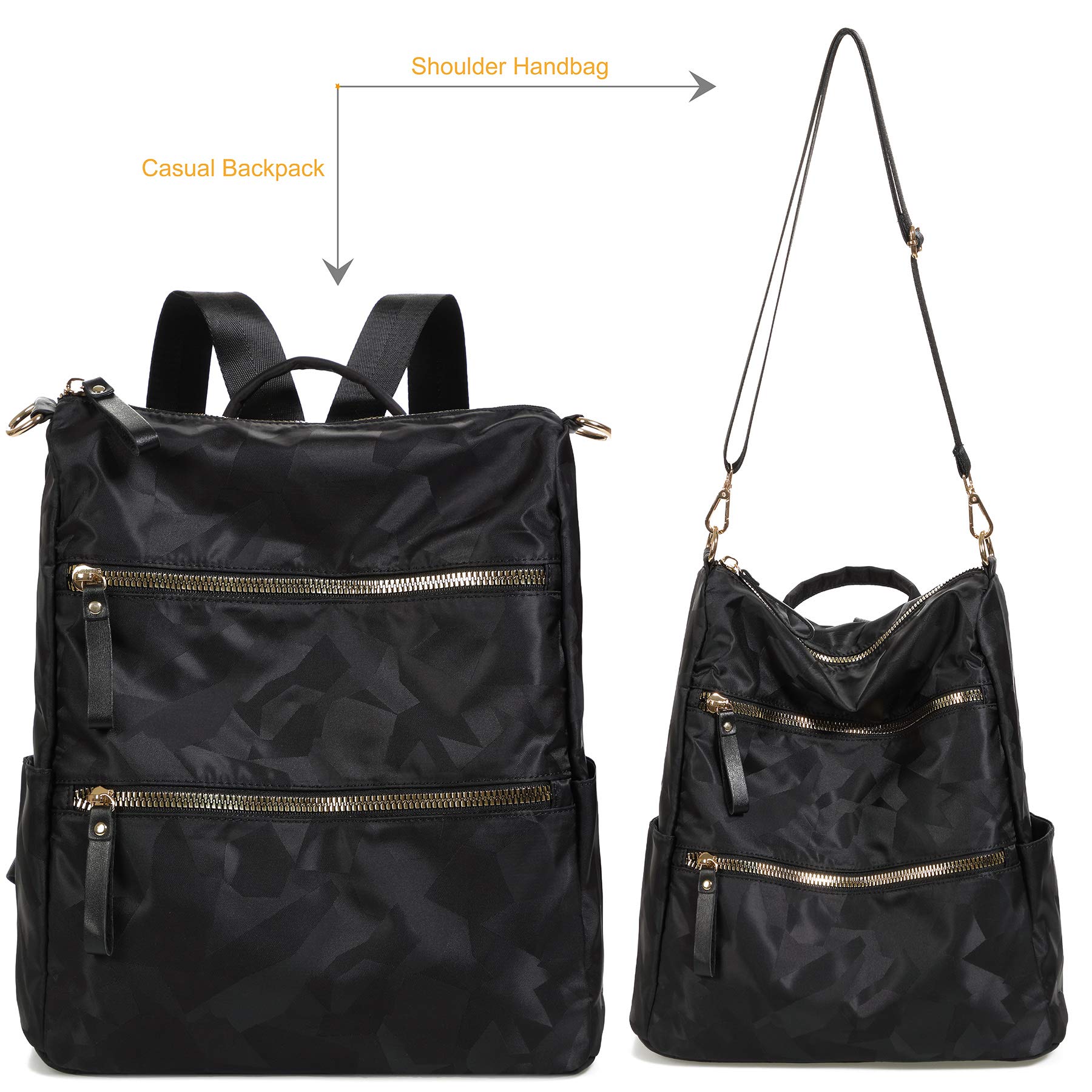 AO ALI VICTORY Women's Anti-Theft Nylon Backpack Purse - Stylish Shoulder Bag & College Bookbag for Travel, School & Daily Use | Casual Daypack for Work, Commuting & Outdoor Activities