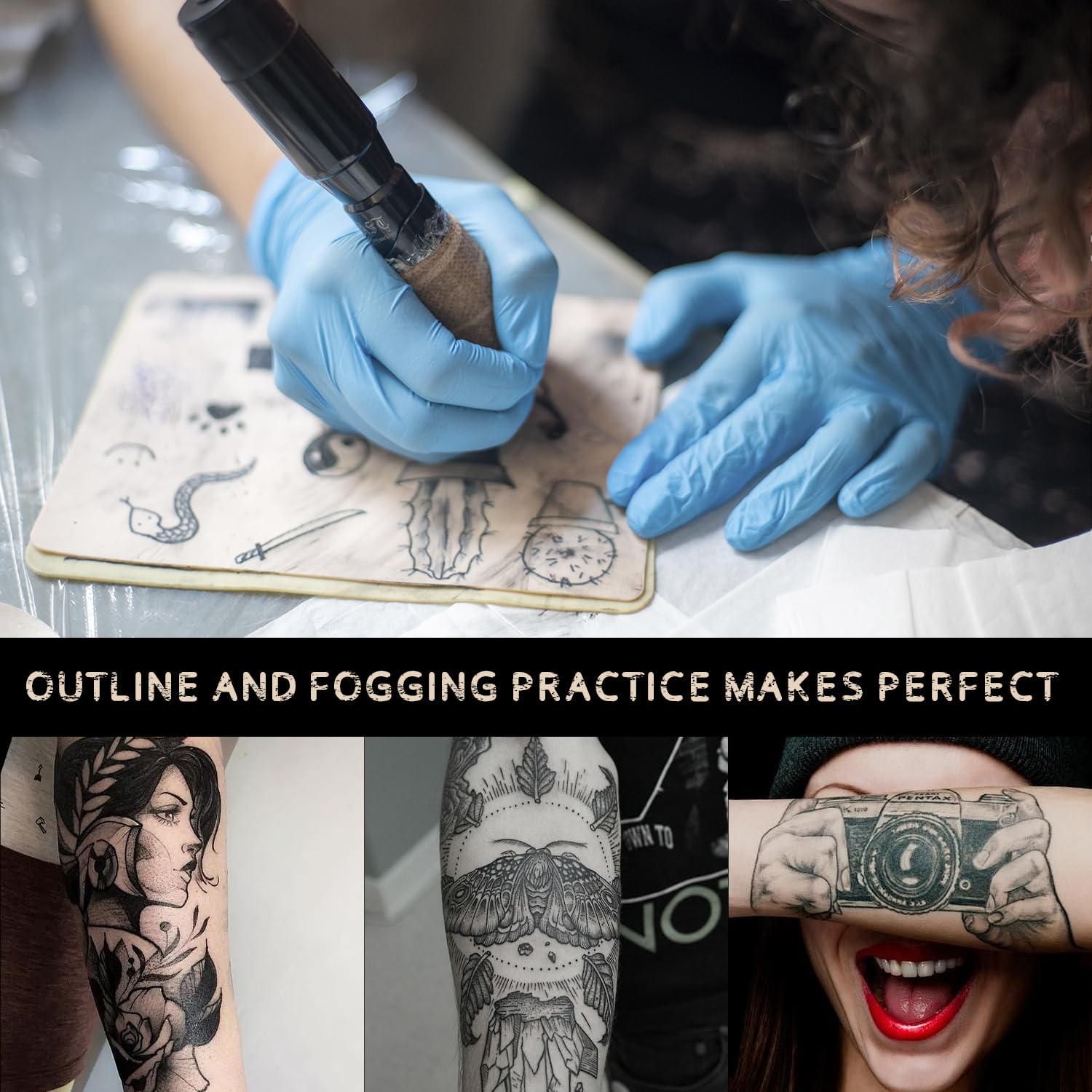 6Pcs 3MM Tattoo Practice Skin - Double Sided Fake Skin for Beginners & Artists (6×8