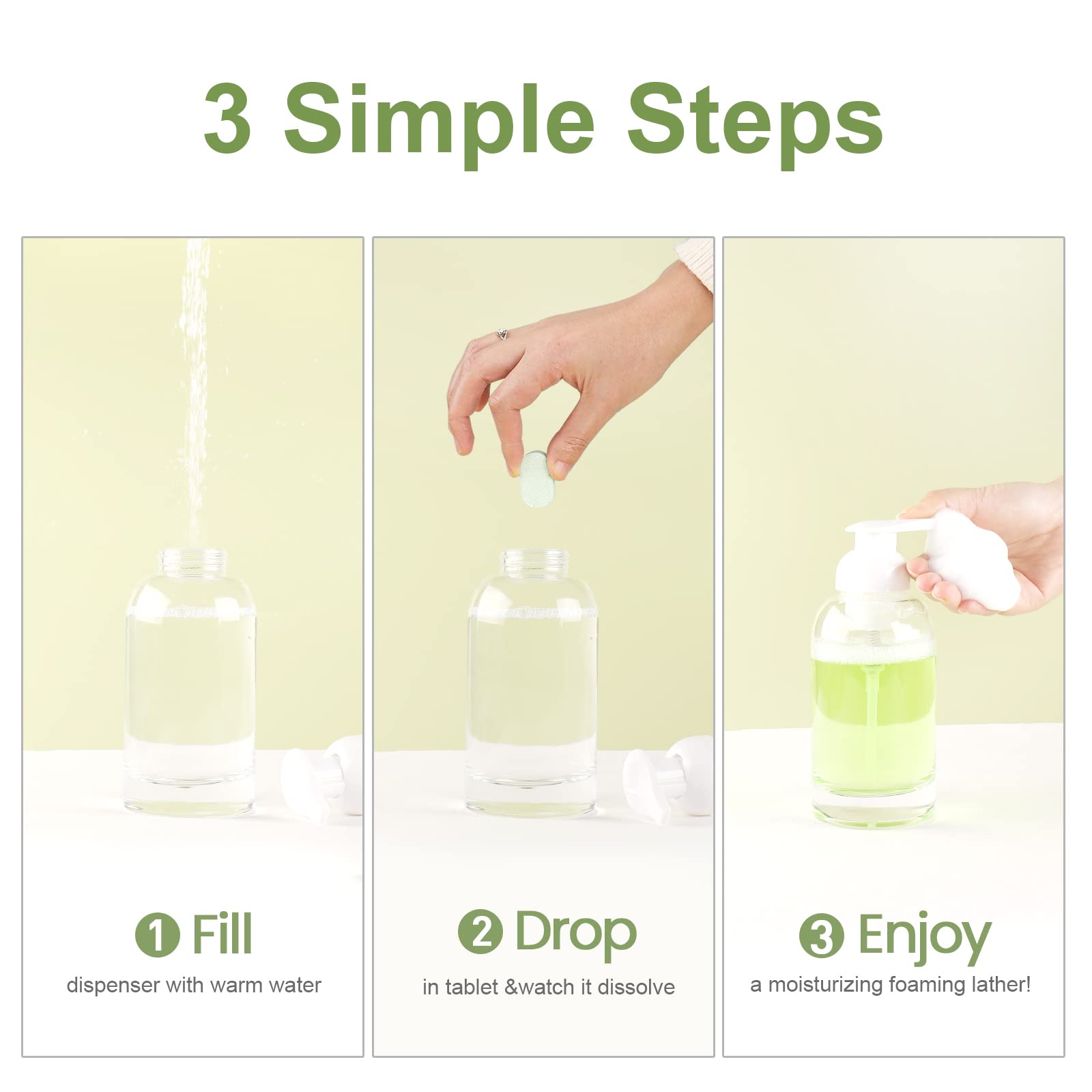 Eco-Friendly Foaming Hand Soap Refill Tablets - 60 Count | Travel & Home Use | Zero Waste Bathroom Essentials | Vegan & Cruelty-Free | Perfect for Kitchen, Office, and On-the-Go Hygiene