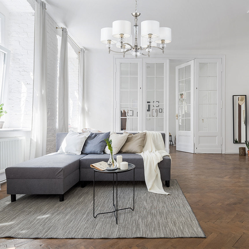 Elegant Alicante 6Lt Crystal Chandelier - Modern Ceiling Light Fixture for Dining Room, Living Room & Bedroom Decor