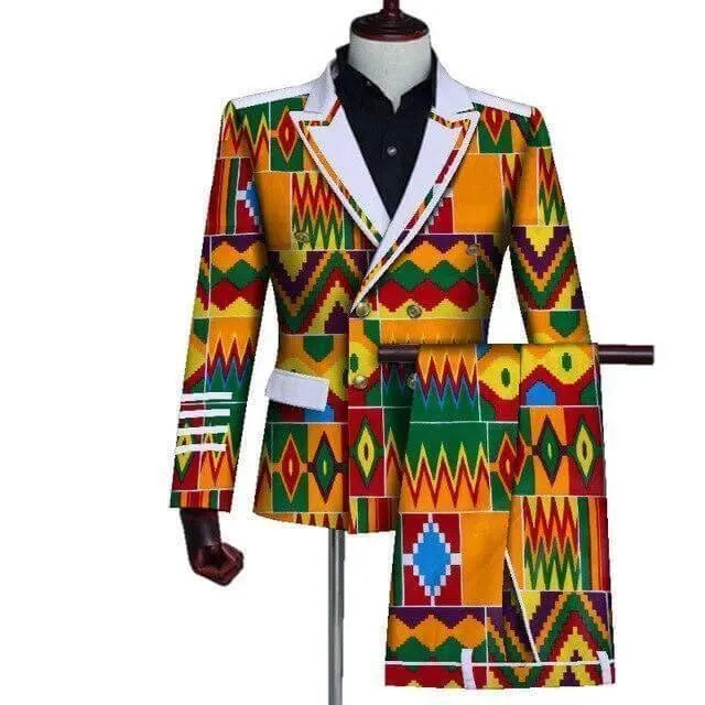 Stylish African Double Breasted Two Piece Suit for Men - Formal & Wedding Attire - Perfect for Special Occasions, Business Events and Cultural Celebrations
