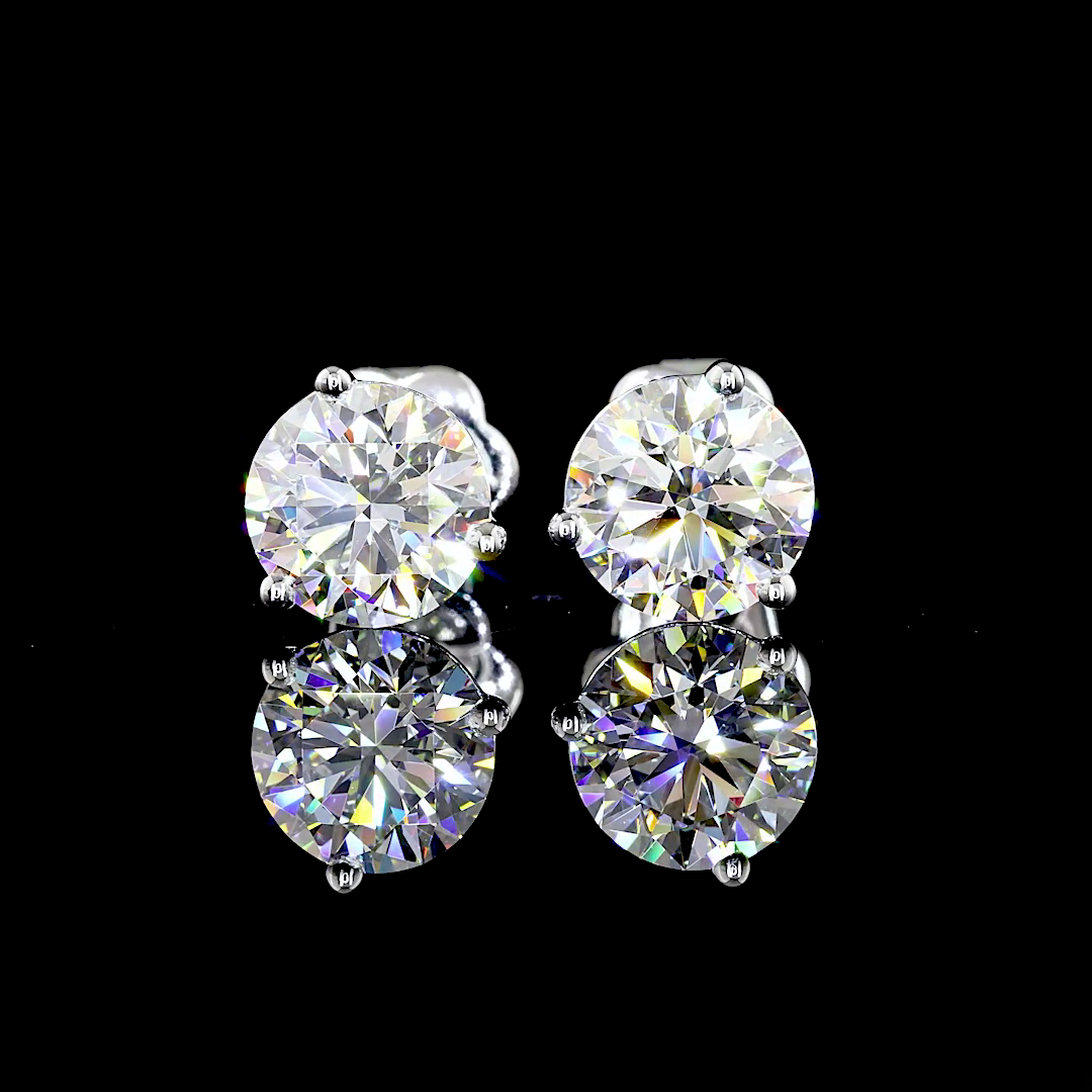 2.68 Carat Lab Grown Round G VVS2 Diamond 14K White Gold Martini Earrings for Women - Perfect for Weddings, Anniversaries & Special Occasions