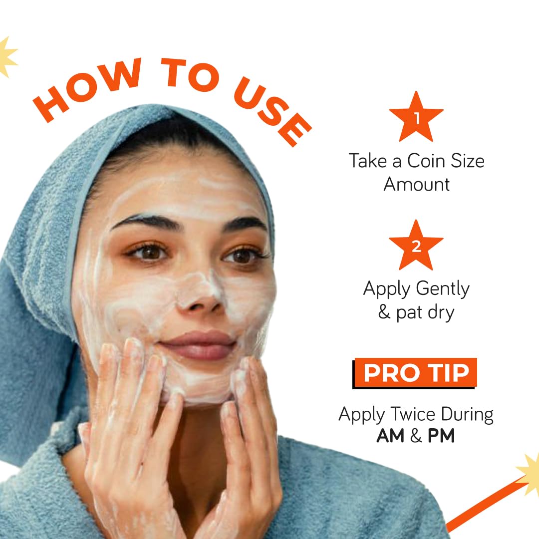 Vitamin C Brightening Face Wash with Mandarin Orange | Gentle Cleansing, Hydration & Dark Spot Reduction | For Normal, Oily & Combination Skin | Men & Women | 100ml | Perfect for Morning & Night Skincare Routine