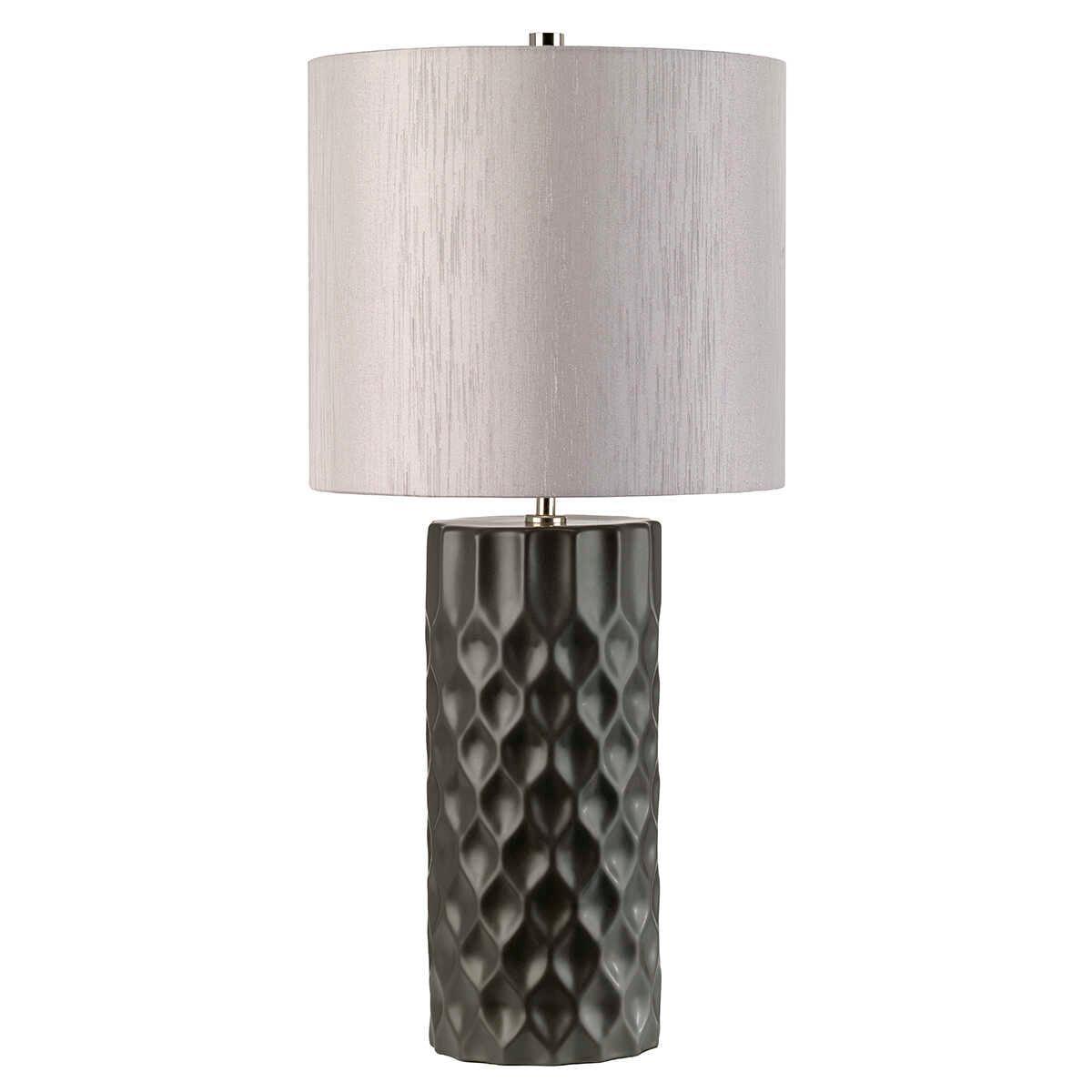 Barbican 1 Light Graphite Ceramic Table Lamp by Elstead Lighting - Modern Desk Lamp for Living Room, Bedroom & Office Decor