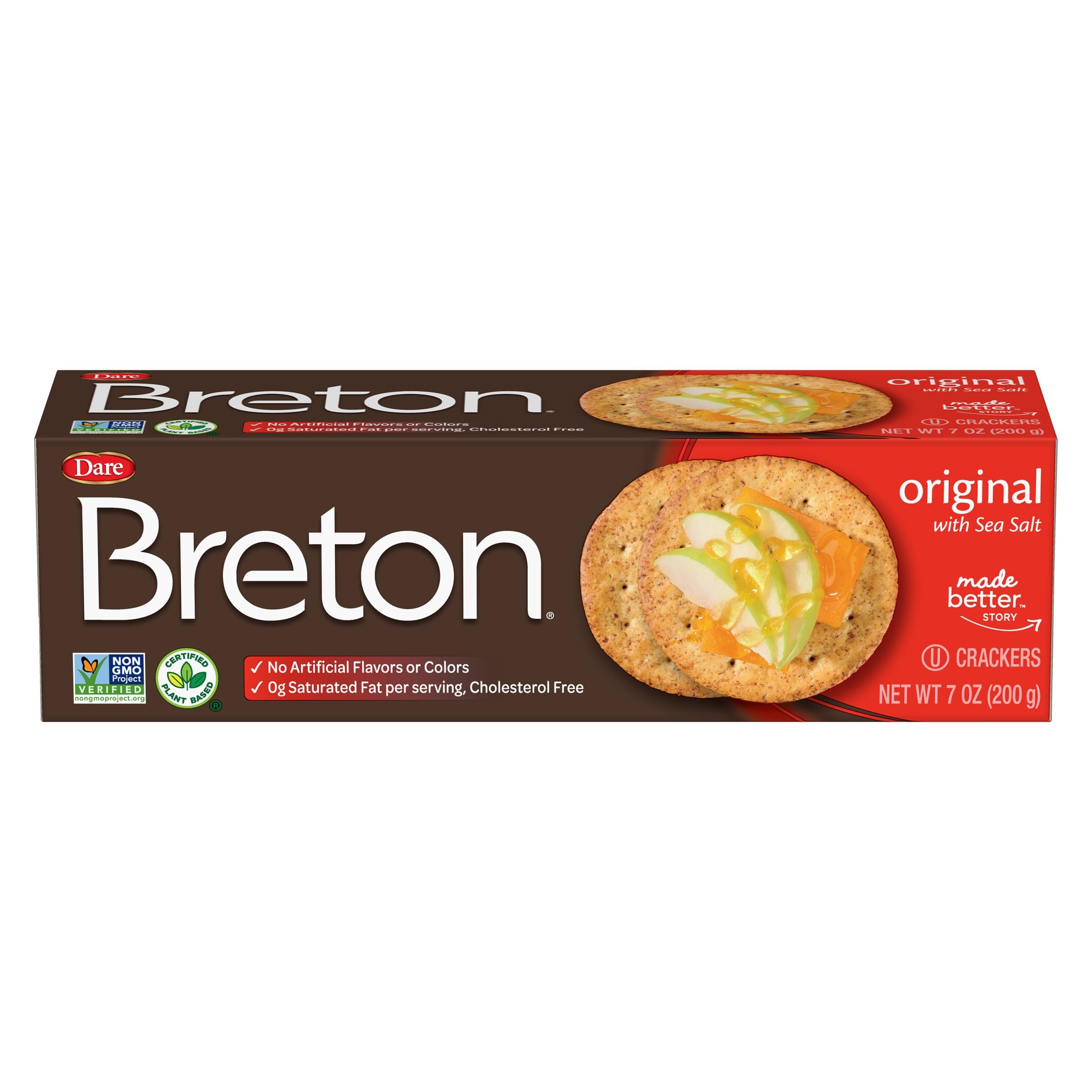 Dare Breton Original Crackers – Healthy Party Snacks, No Artificial Flavors, 0g Trans Fat – 7 Oz (Pack of 12) – Perfect for Office, Picnics & Family Gatherings