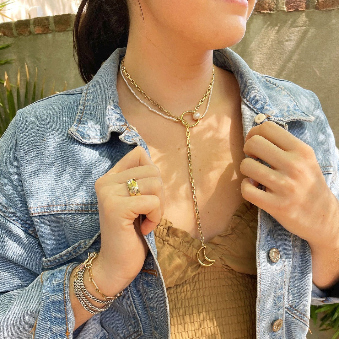 14K Yellow Gold Biker Chain Necklace for Women - Trendy Layered Choker Jewelry Gift - Perfect for Casual Wear, Date Night & Everyday Fashion