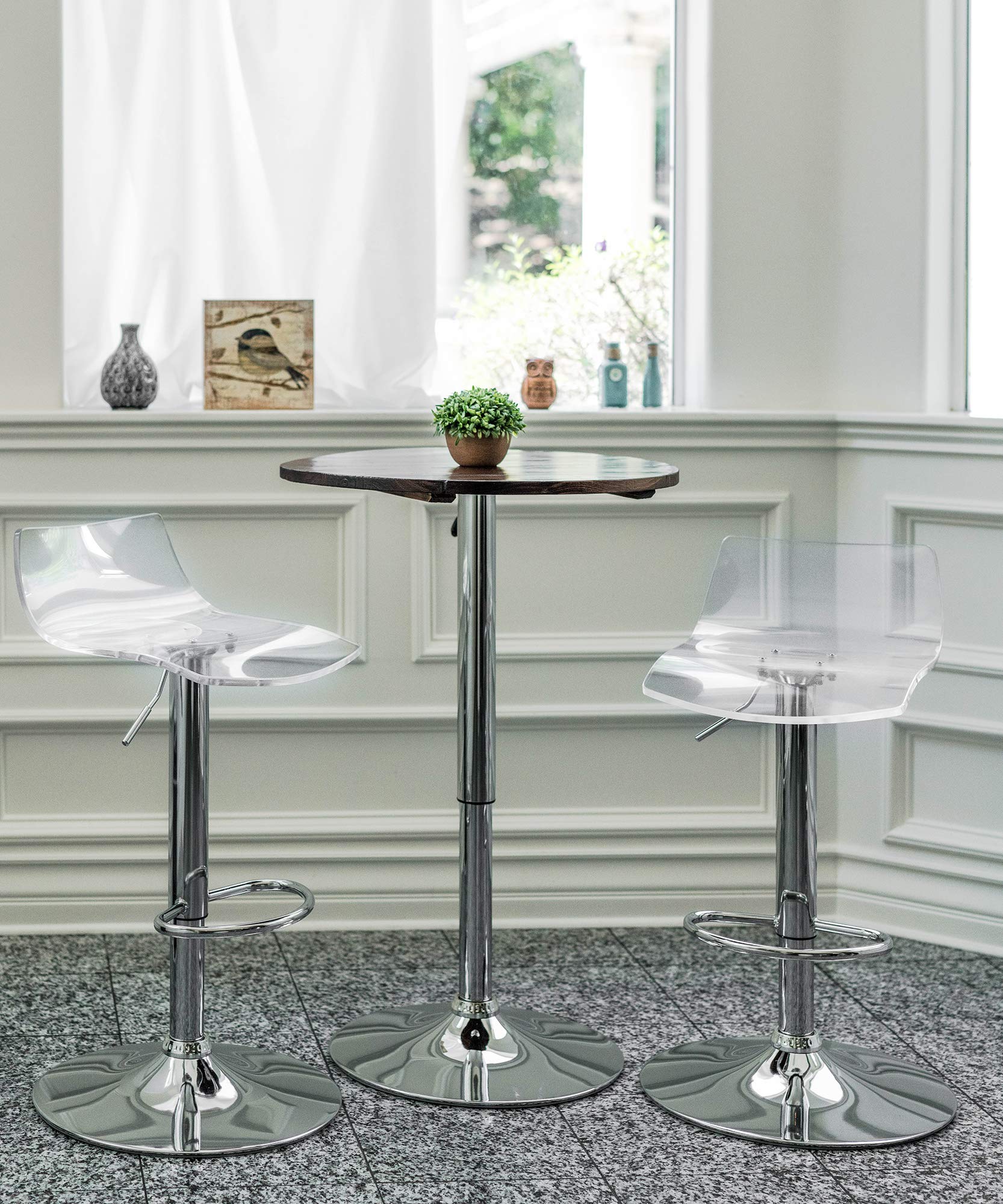 Brage Living Acrylic Bar Stools Set of 2 - Transparent Swivel Adjustable Counter Height Stools with Airlift Mechanism, Low Back Design for Kitchen Island, Dining Room, Home Bar & Cafe (Clear) - Perfect for Modern Homes, Breakfast Nooks & Commercial Spaces