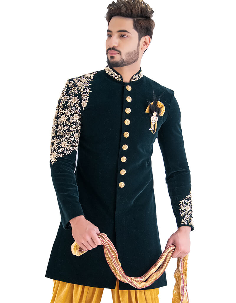 Stylish Bottle Green Indo-Western Velvet Dhoti Pants for Men & Women | Comfortable Ethnic Wear for Weddings, Festivals & Cultural Events