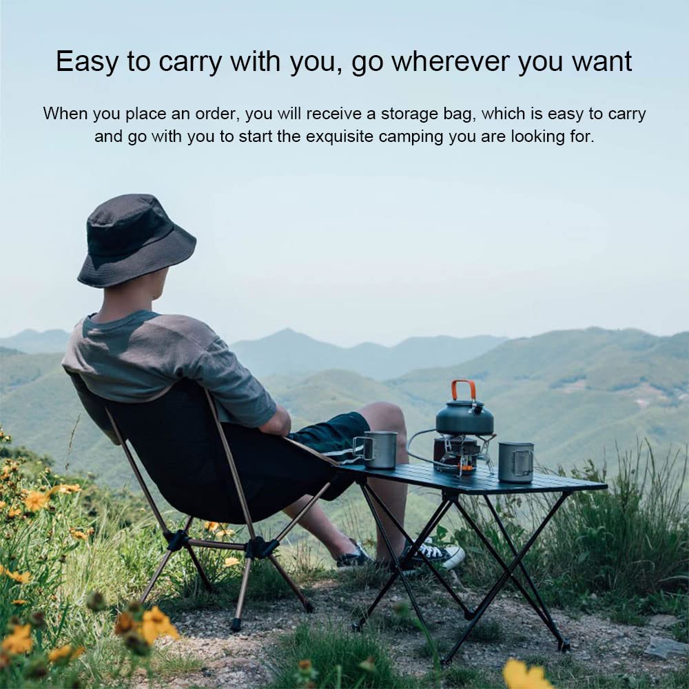 Portable Outdoor Folding Table and Chair Set - Lightweight Aluminum Alloy Camping Gear with Egg Roll Table & Stool - Perfect for Backpacking, Picnics, Beach Trips and Tailgating