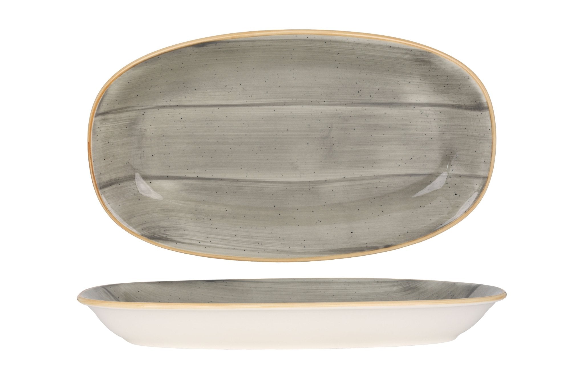 Aura Space Service Plate 34x19 cm - Elegant Ceramic Dinner Plate for Restaurants, Catering & Home Dining | Perfect for Serving Appetizers, Main Courses & Desserts