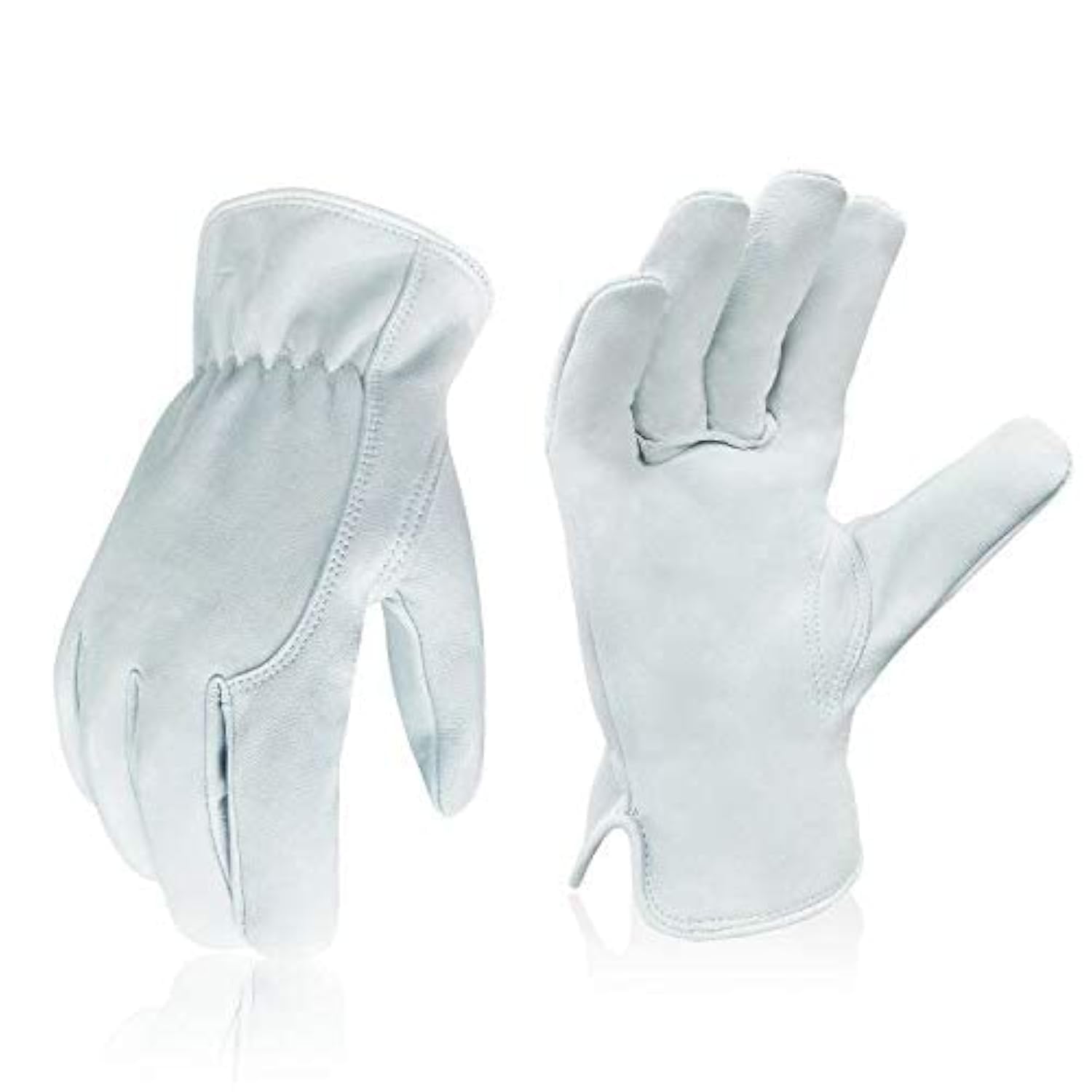 Premium Leather Work Gloves - Goatskin/Cowhide for Driving, Gardening & Farm Use