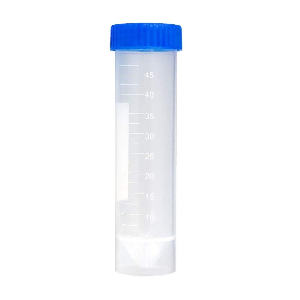 50ml Graduated Centrifuge Tubes - PP Material, Self-Standing, Disposable with Blue Cap, Sterile Lab Tubes (Case of 500) by Karter Scientific 403T1 - Perfect for Laboratory Experiments, Medical Research & Sample Storage