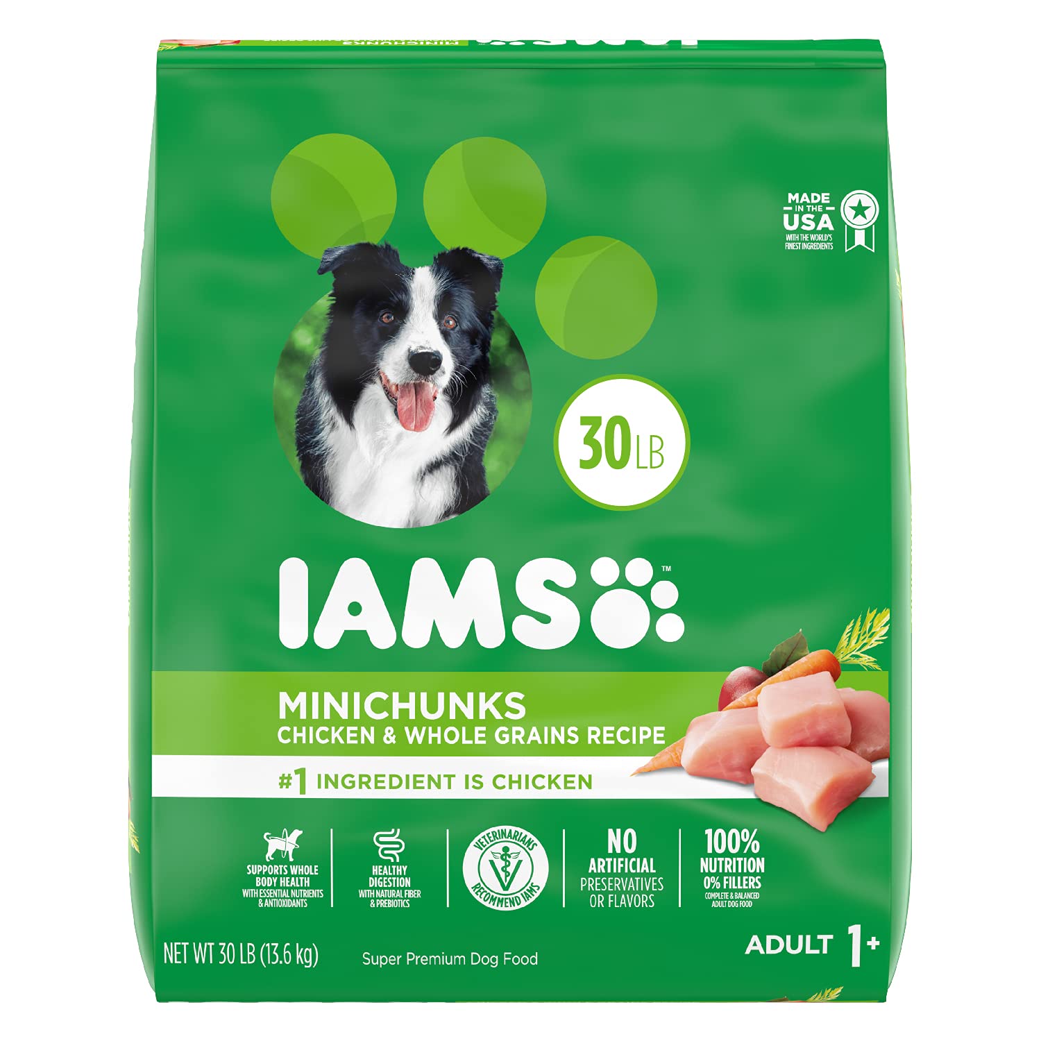 IAMS Minichunks Adult Dry Dog Food with Real Chicken - High Protein, Small Kibble for Small & Medium Dogs - Perfect for Indoor & Outdoor Feeding