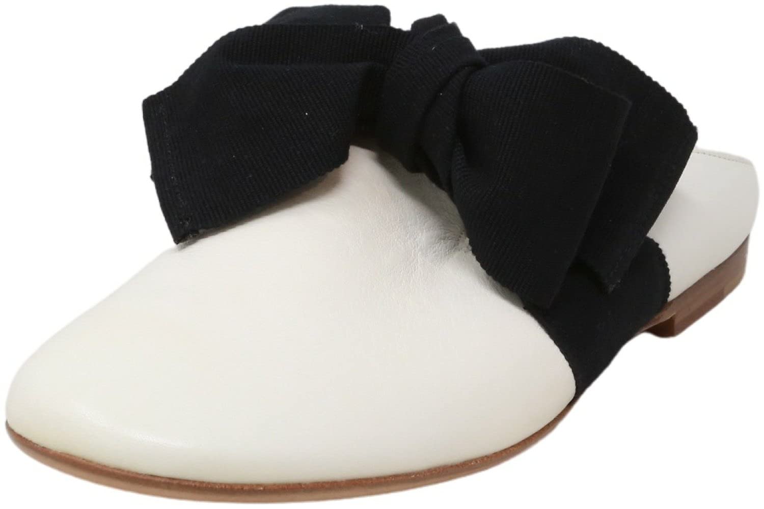 AGL Women's Bow Mule Leather Slippers - Comfortable Casual Loafers for Home, Office & Outing | Slip-On Shoes with Stylish Bow Detail