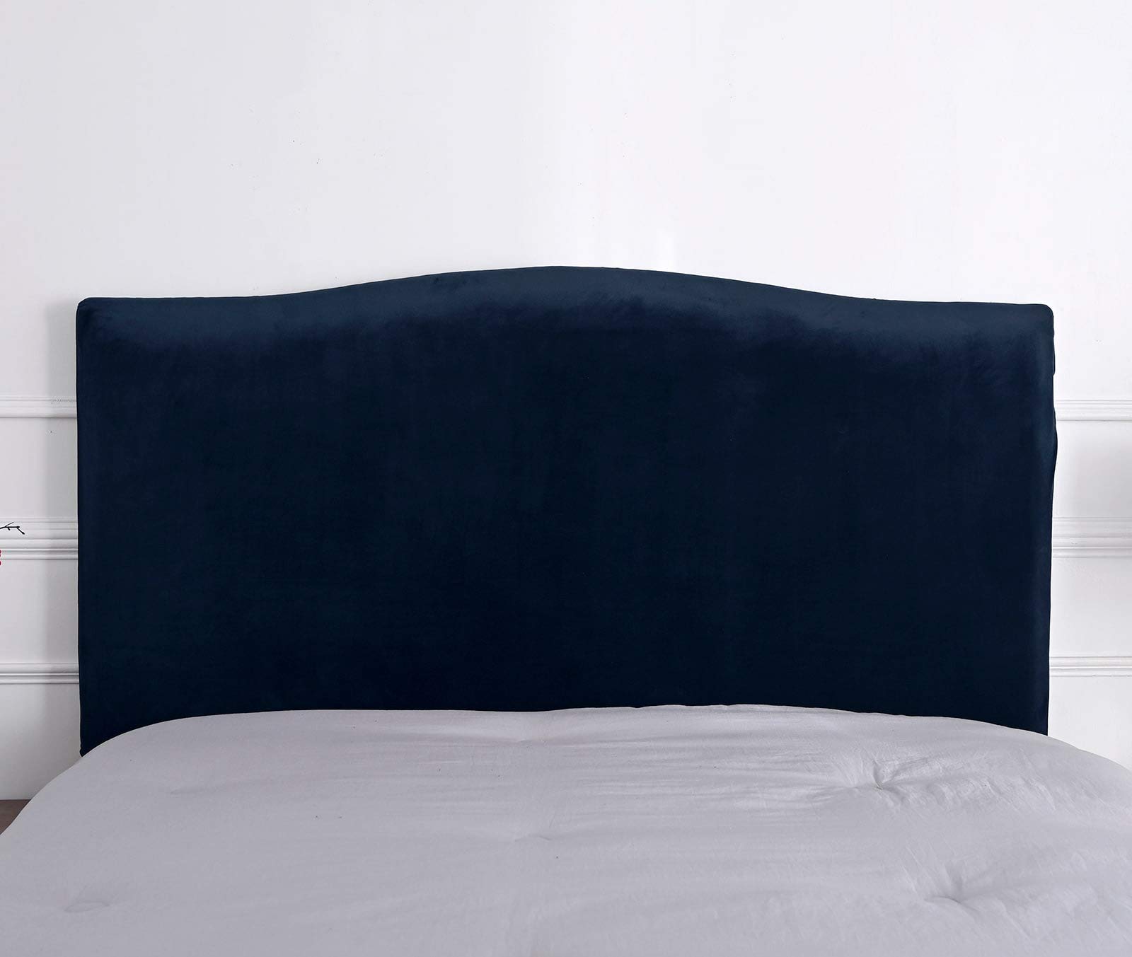 Velvet Bed Headboard Slipcover Protector - Stretchable Dustproof Cover for Queen & King Size Beds (Dark Blue, 71-90 Inch) - Perfect for Bedroom Decor & Home Staging