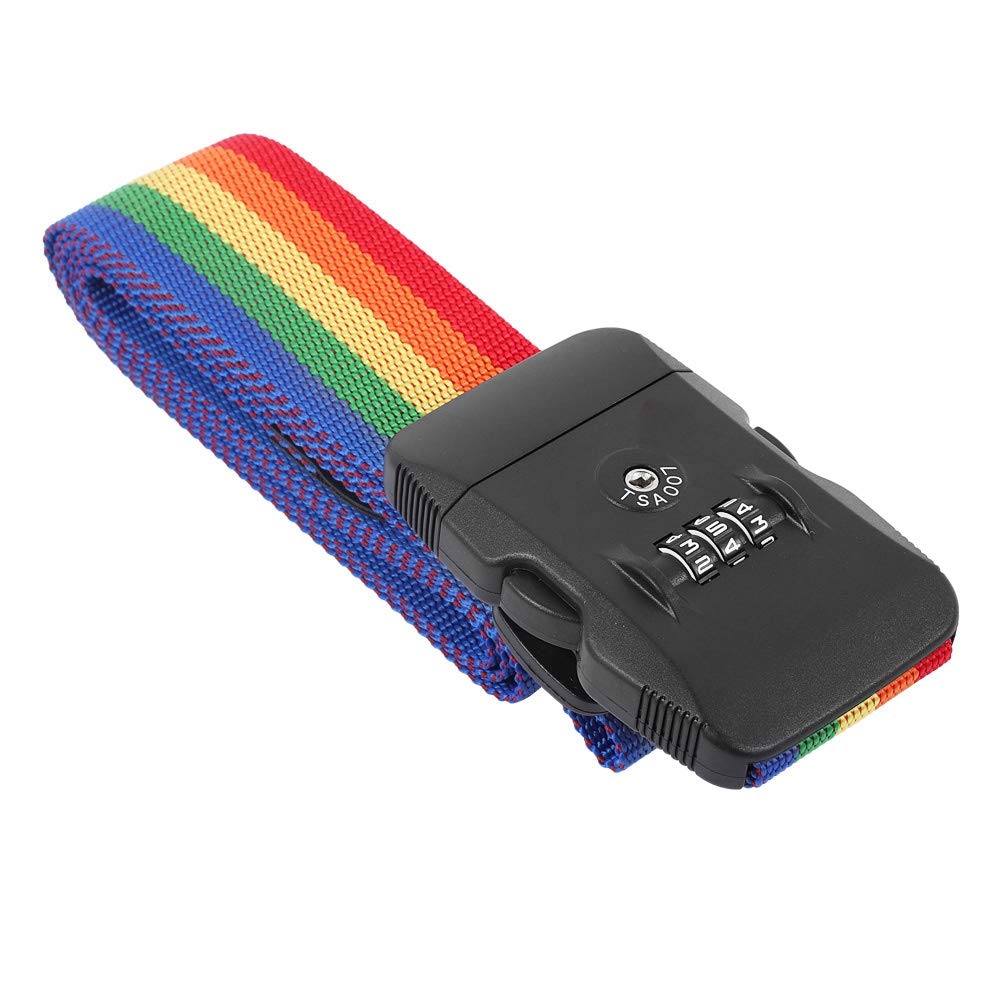 Rainbow Travel Luggage Strap with TSA Approved Combination Lock - Adjustable Suitcase Belt for Secure Packing | Perfect for Air Travel, Vacation Trips & Business Trips